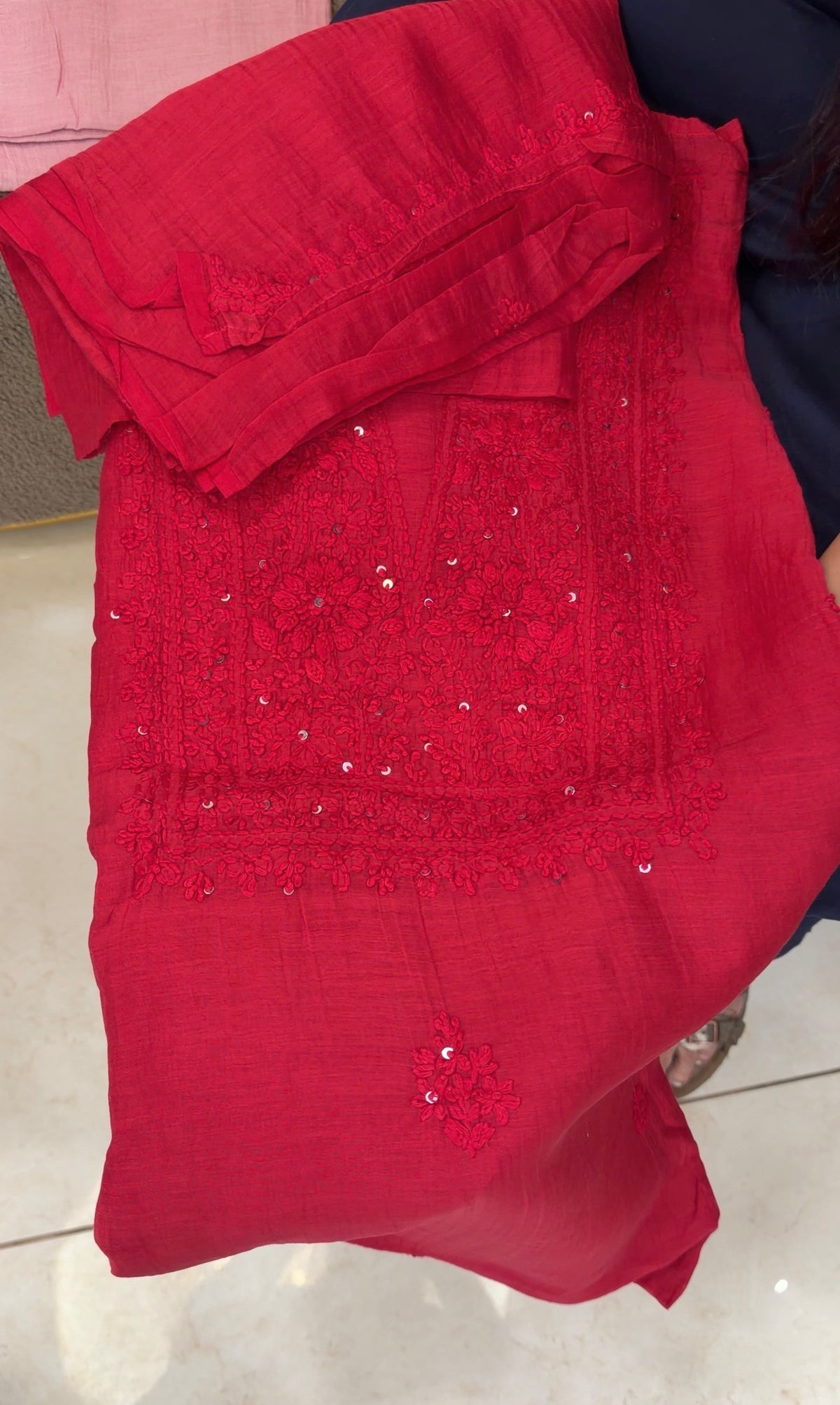 CHIKANKARI UNSTITCHED SALWAR SUIST - IHA 35864