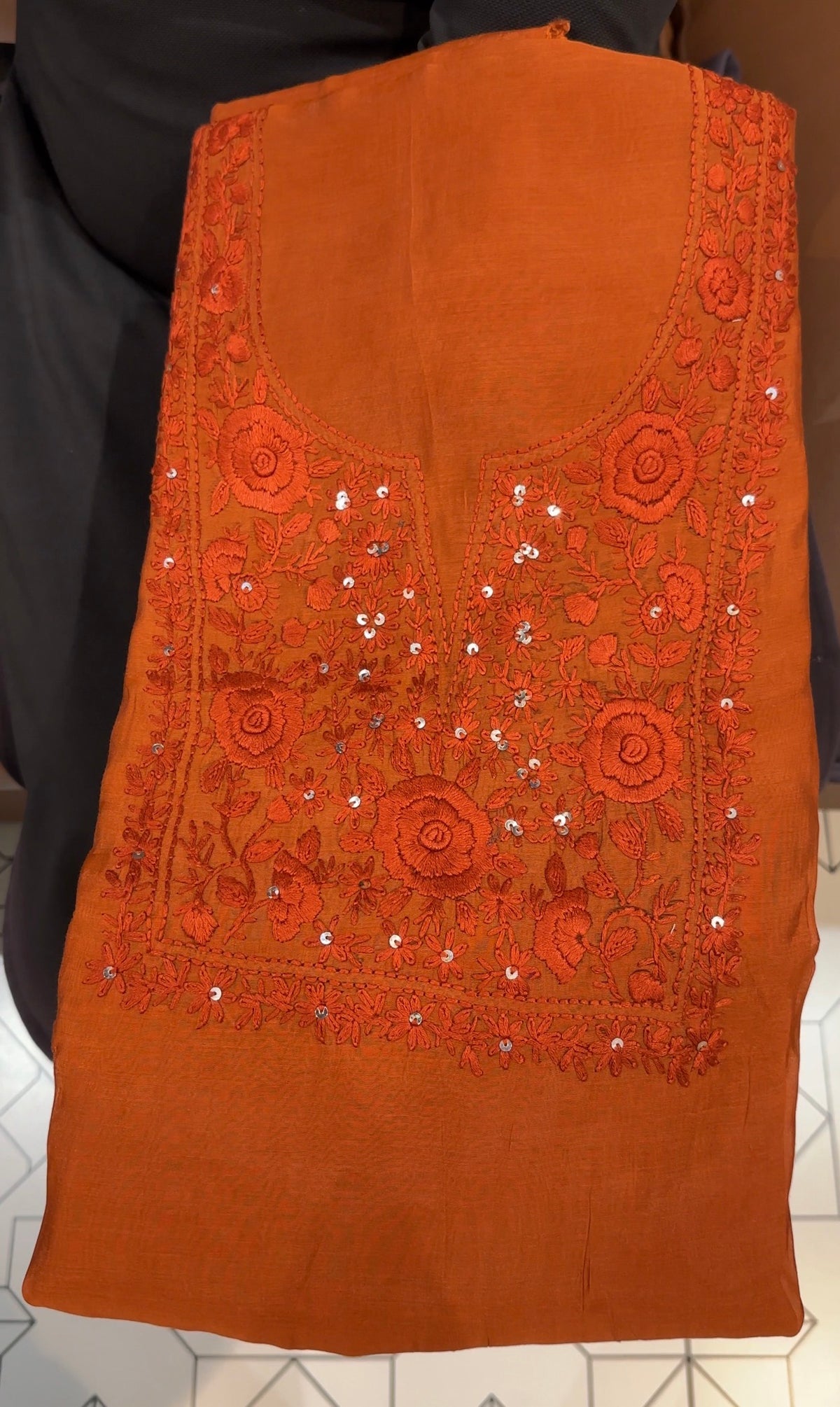LUCKNOWI CHIKANKARI UNSTITCHED SALWAR SUITS - IHA 35993