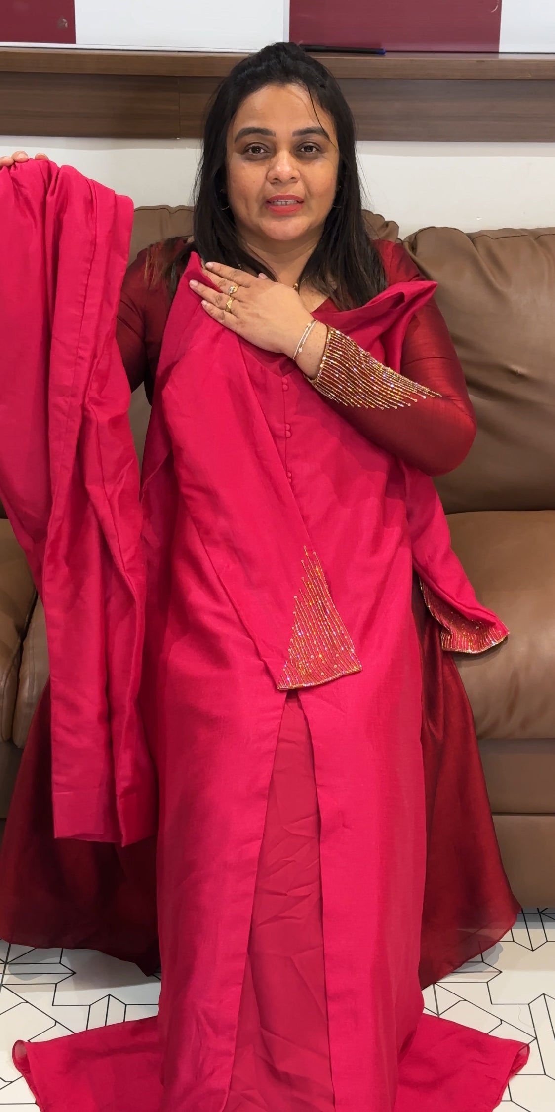 IHA'S IN-HOUSE SEMI RAW SILK TOP AND BOTTOM - IHA 29382