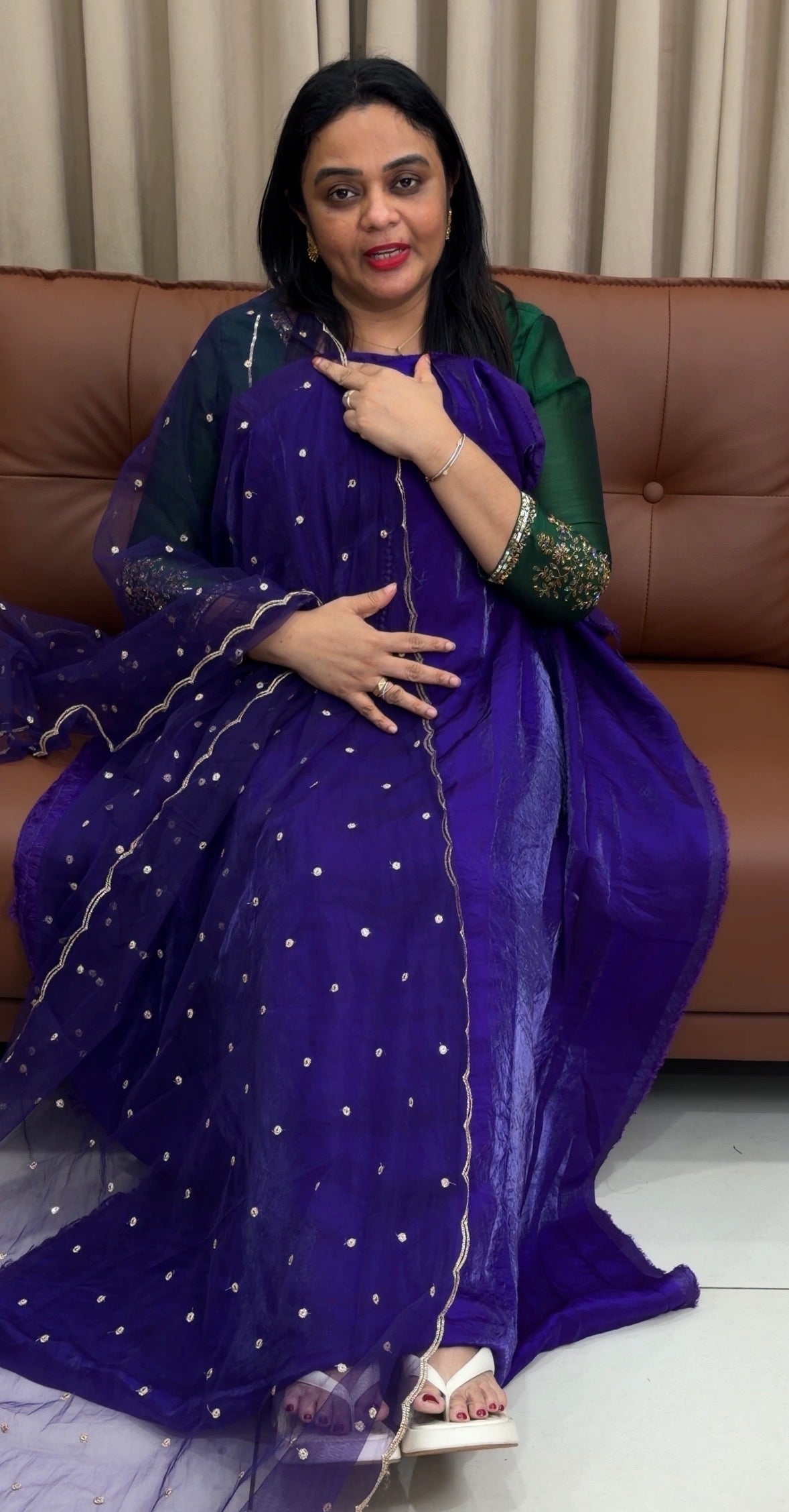 VELVET ORGANZA UNSTITCHED SALWAR SUITS - IHA 33825