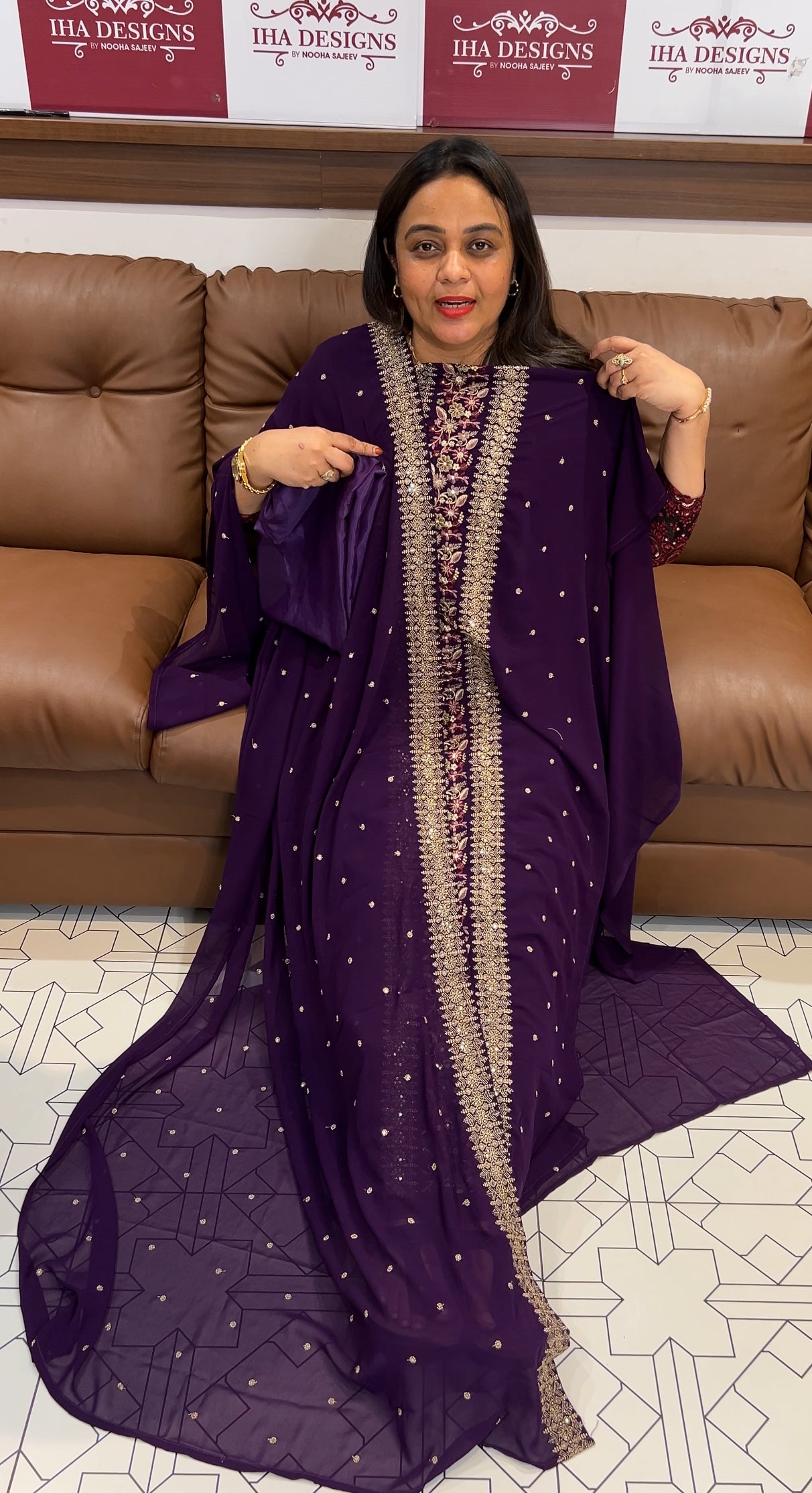 FAUX GEORGETTE UNSTITCHED SALWAR SUITS- IHA 22417