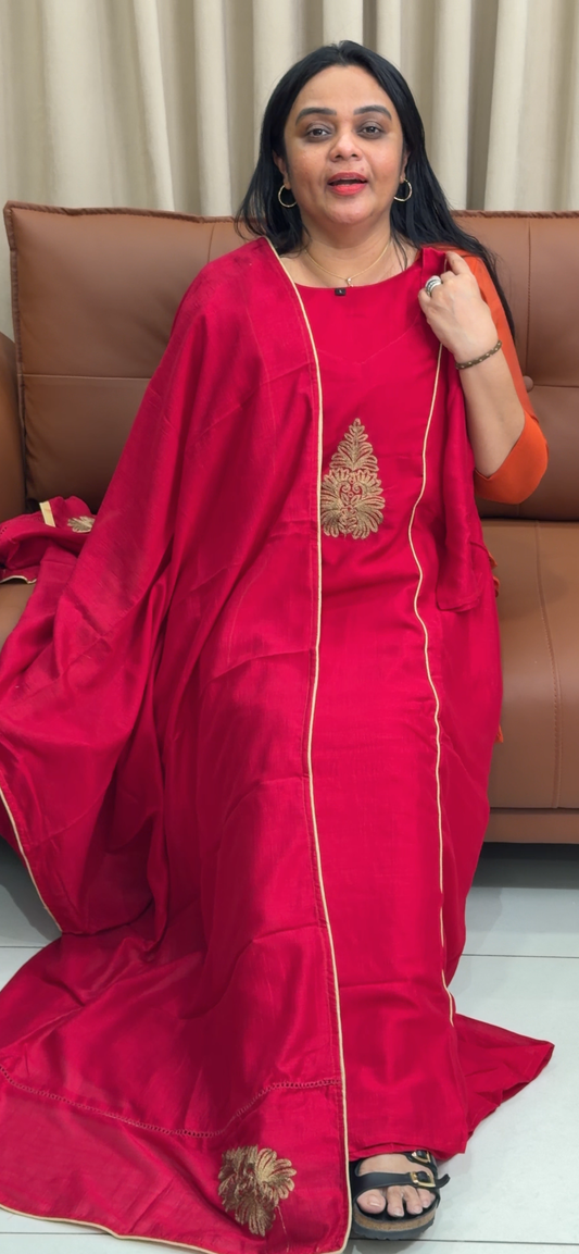 SEMI RAW TOP, BOTTOM AND DUPATTA - IHA 35220