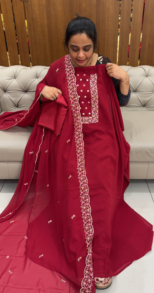 FAUX GEORGETTE UNSTITCHED SALWAR SUITS - IHA 27622