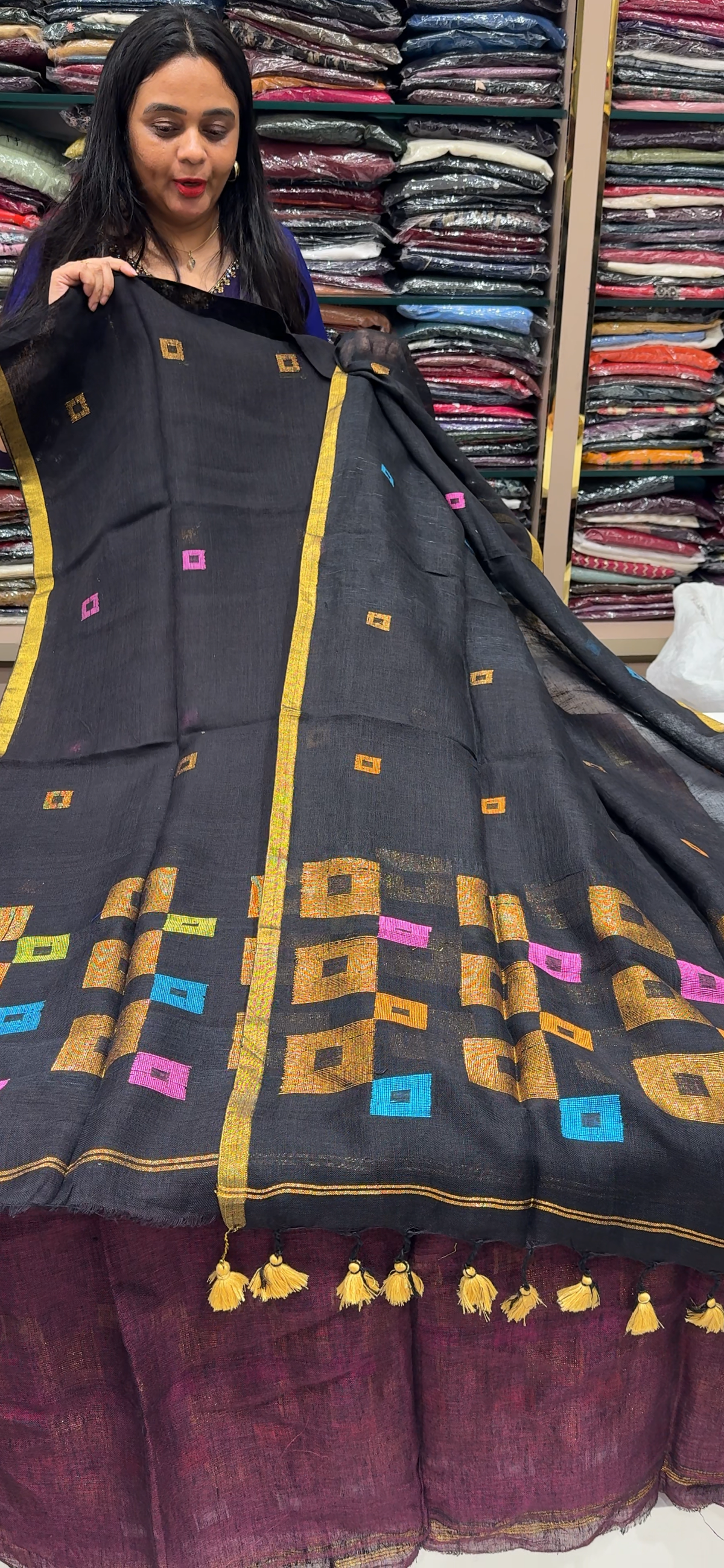 LINEN JAMDANI UNSTITCHED SALWAR -  IHA 35446