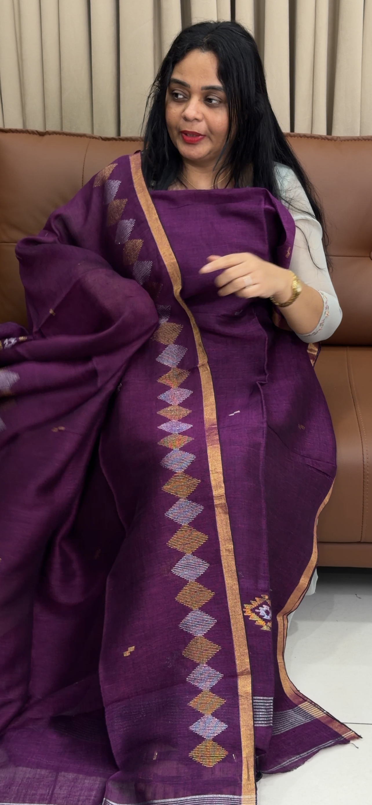 LINEN JAMDANI UNSTITCHED SALWAR SUITS - IHA 34516