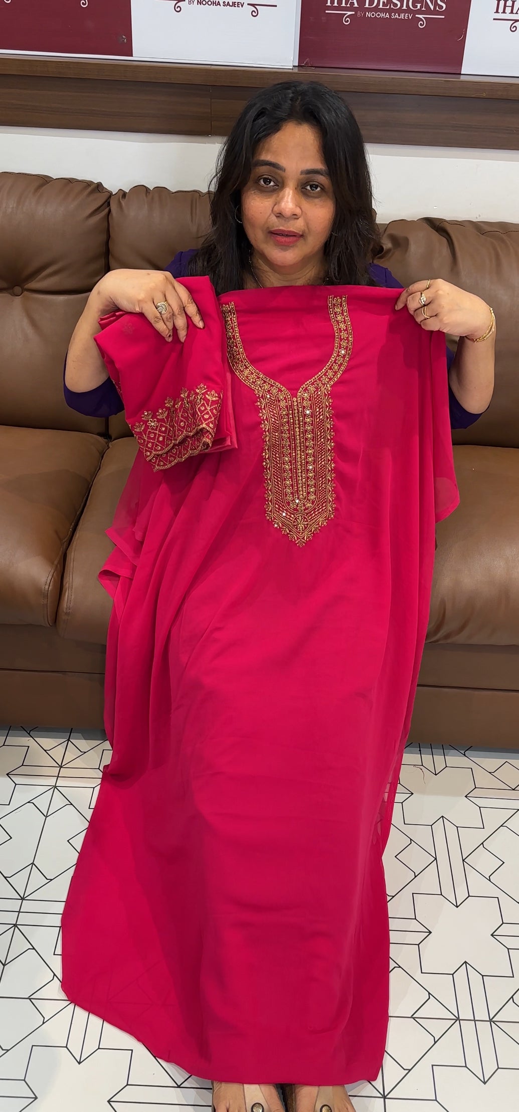 HAND WORKED UNSTITCHED SALWAR SUITS - IHA 26179