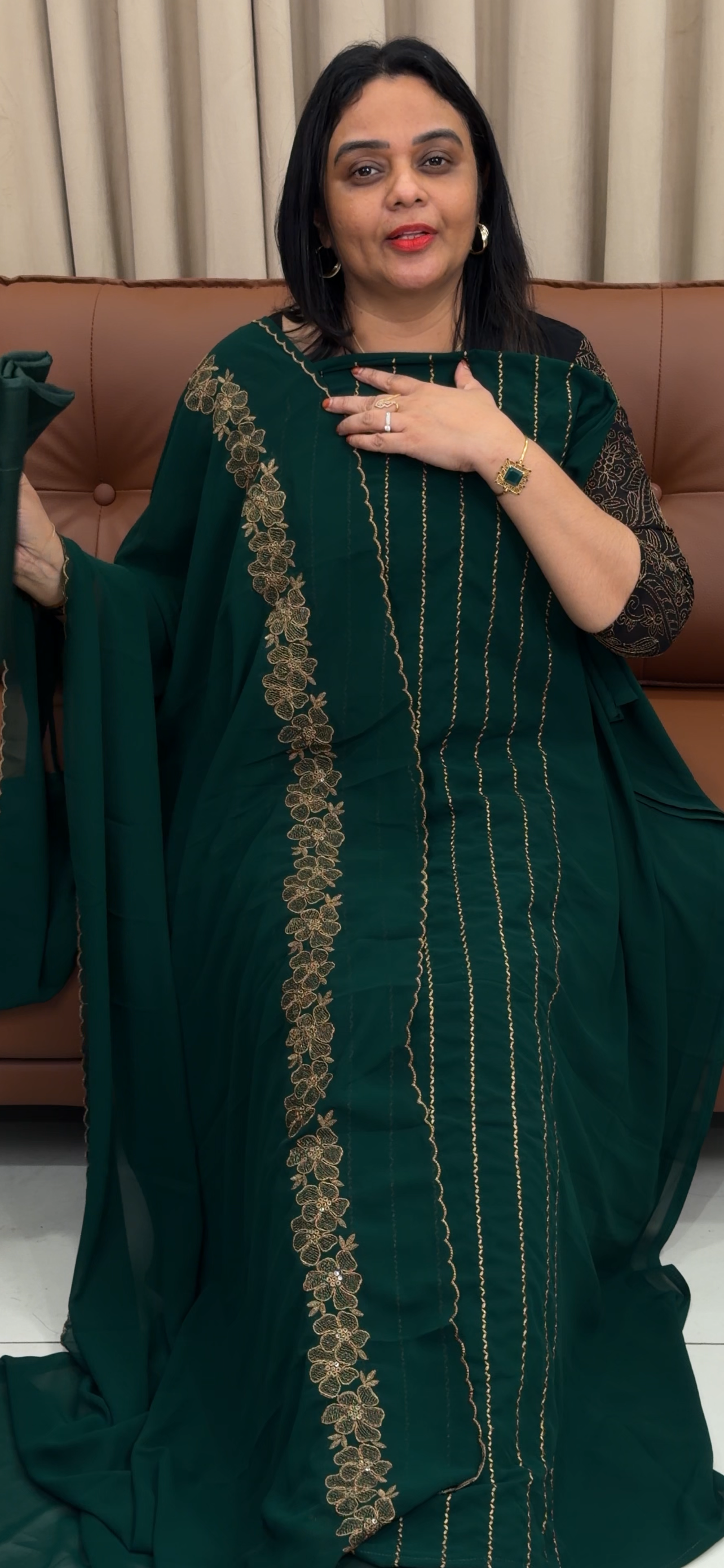 HAND WORKED UNSTITCHED SALWAR SUITS - IHA 33457