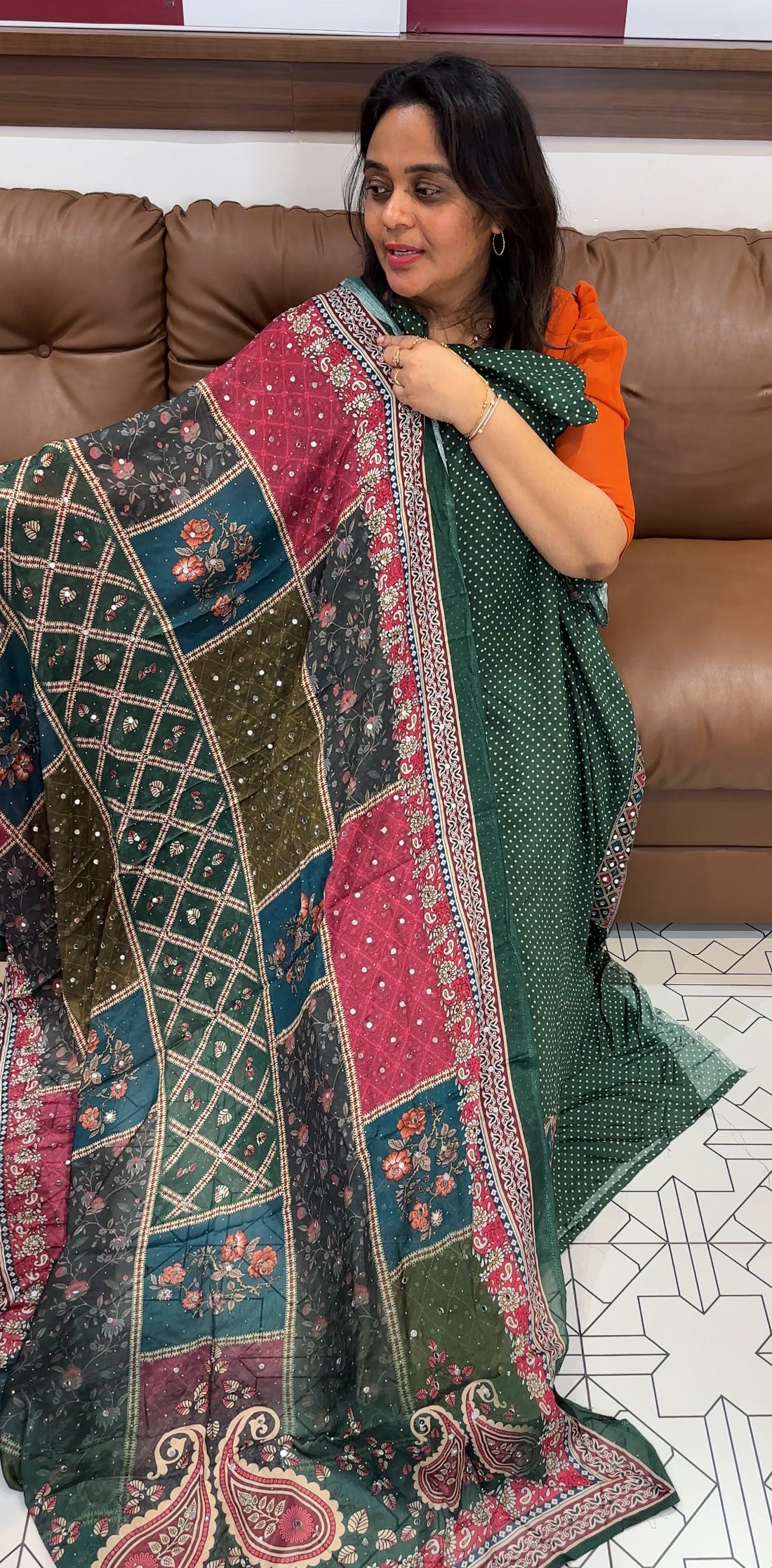 PRINTED CRAPE UNSTITCHED SALWAR SUITS - IHA 26450