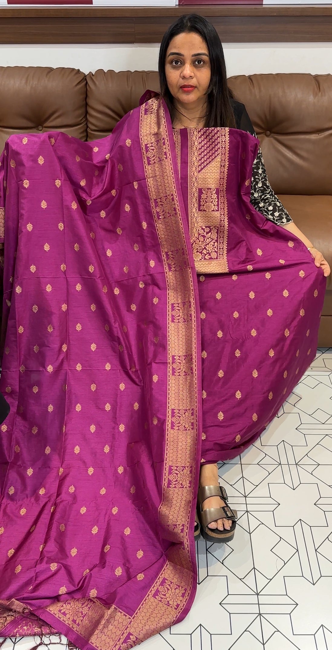 SEMI BANARASI UNSTITCHED SALWAR SUITS - IHA 19680