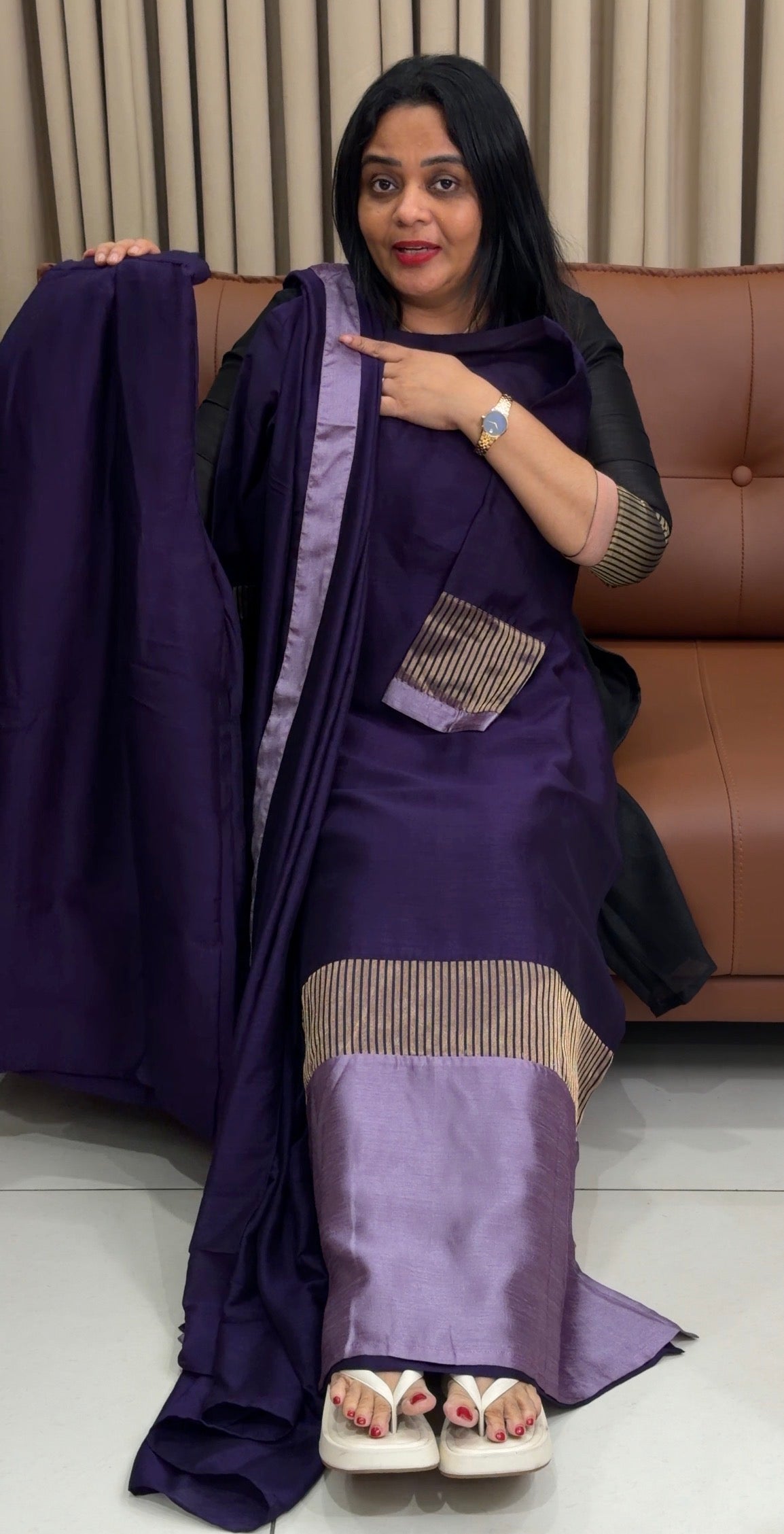 IHA'S IN-HOUSE SEMI RAW SILK SLITED TOPS ONLY - IHA 34455