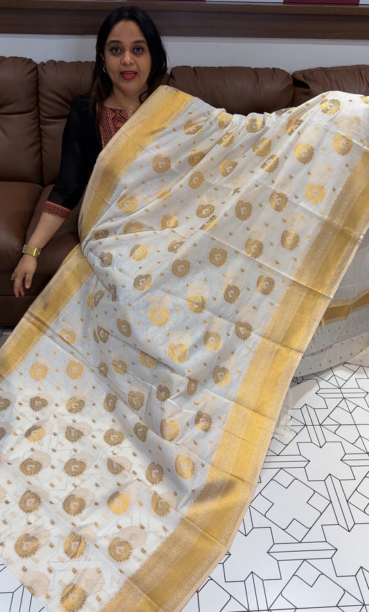 KERALA CREAM SAREES - IHA 18698