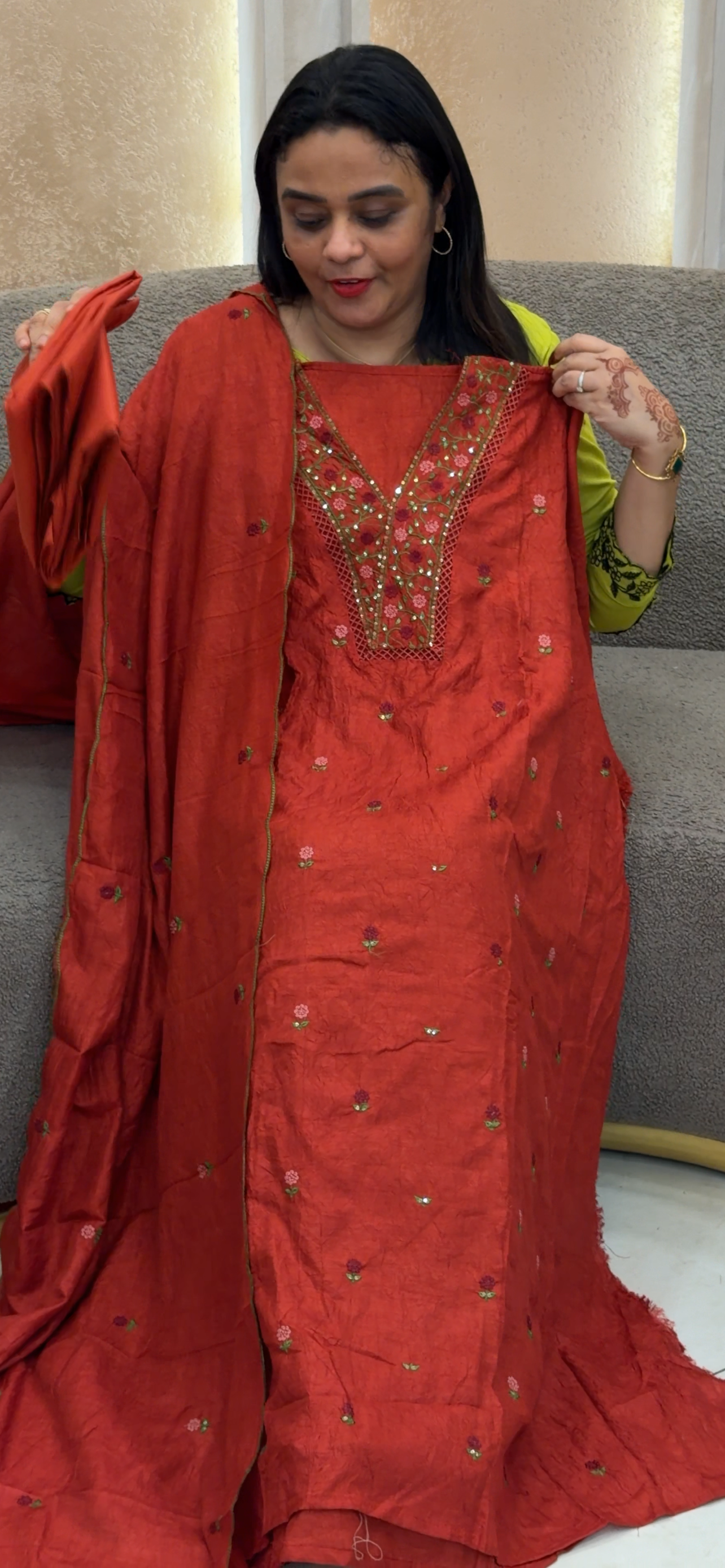 CRUSHED SILK UNSTITCHED SALWAR SUITS - IHA 33004