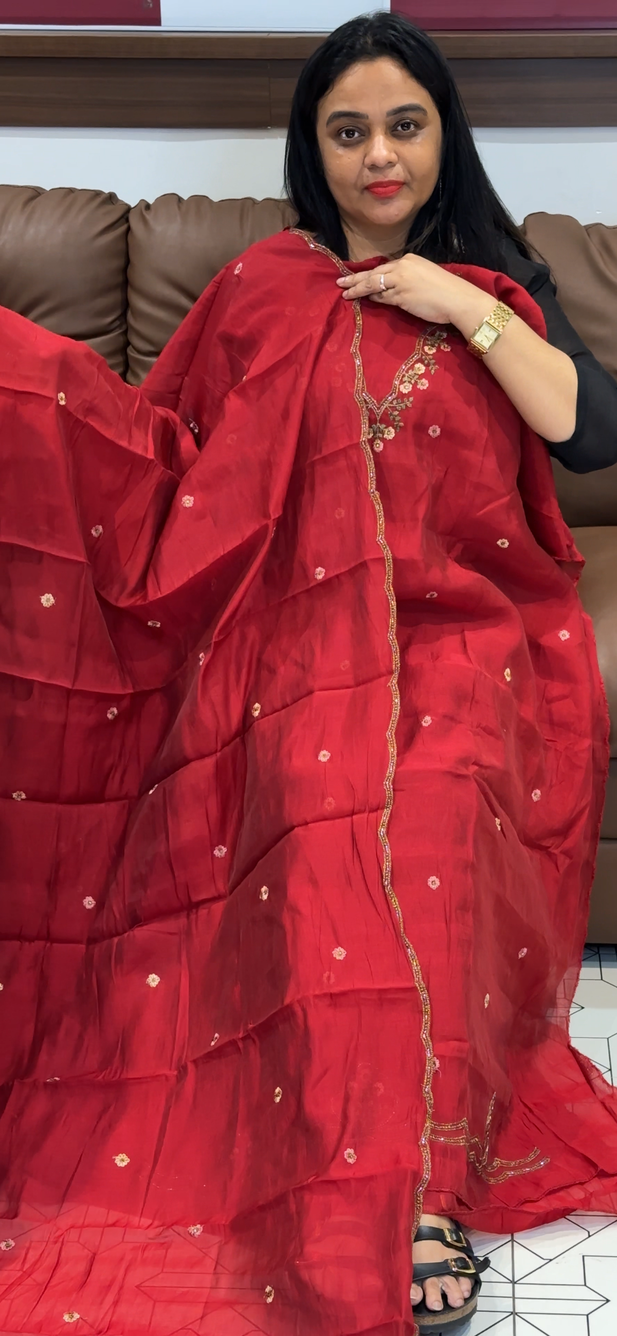 MALAI CHANDERI UNSTITCHED SALWR SUITS - IHA 35578