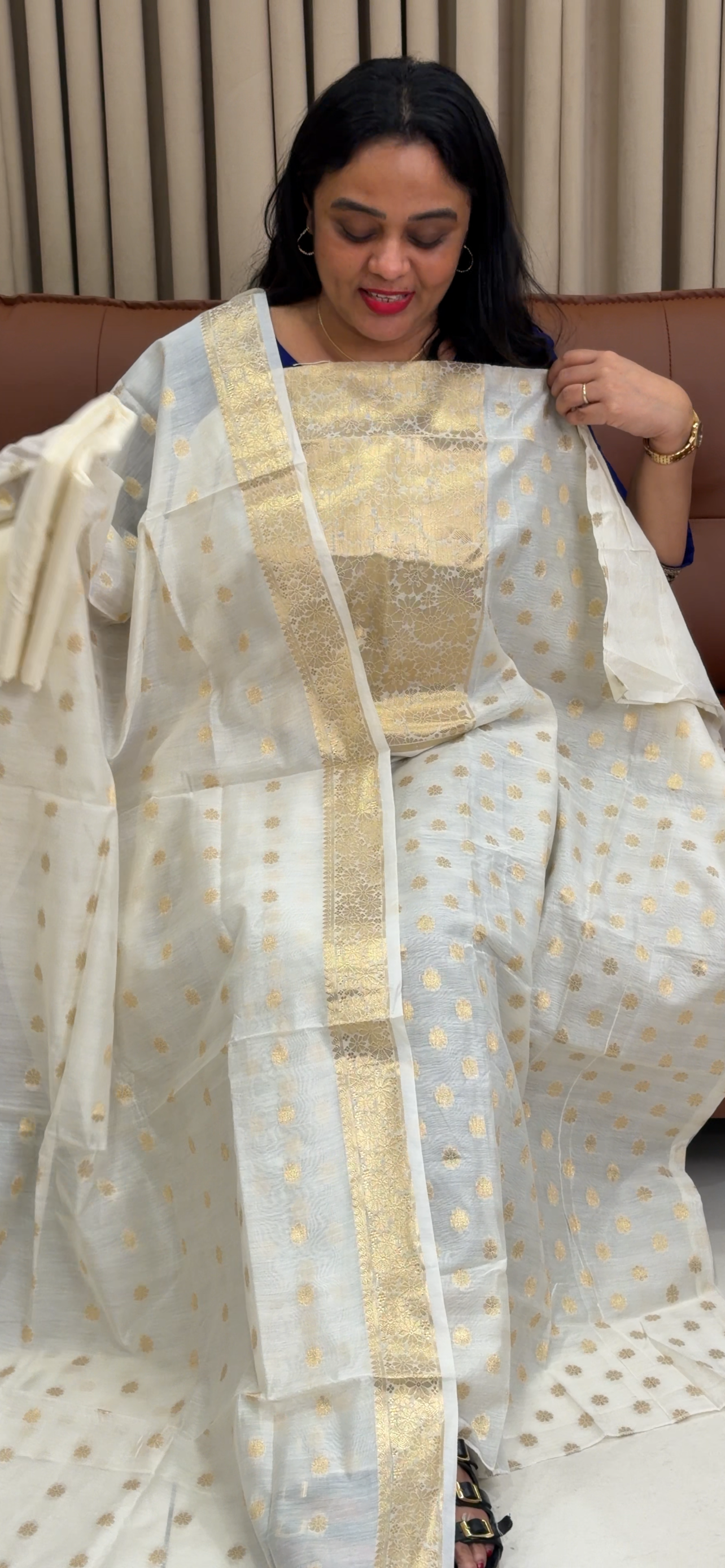 MALAI CHANDERI UNSTITCHED SALWAR SUITS - IHA 34450