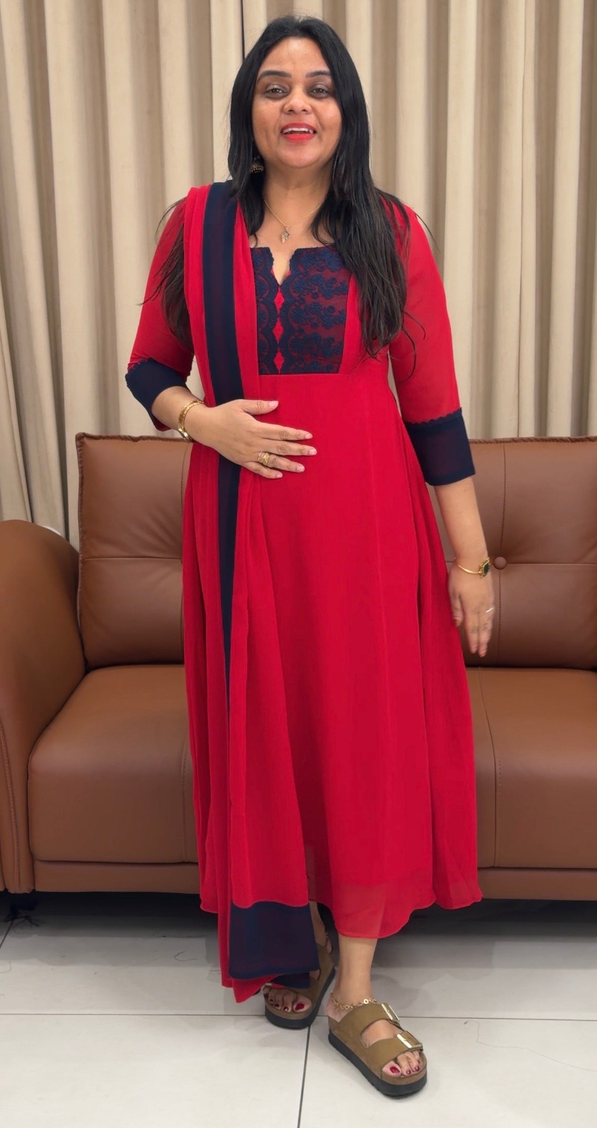 IHA'S IN-HOUSE GEORGETTE ALINE TOP AND DUPATTA - IHA 33635