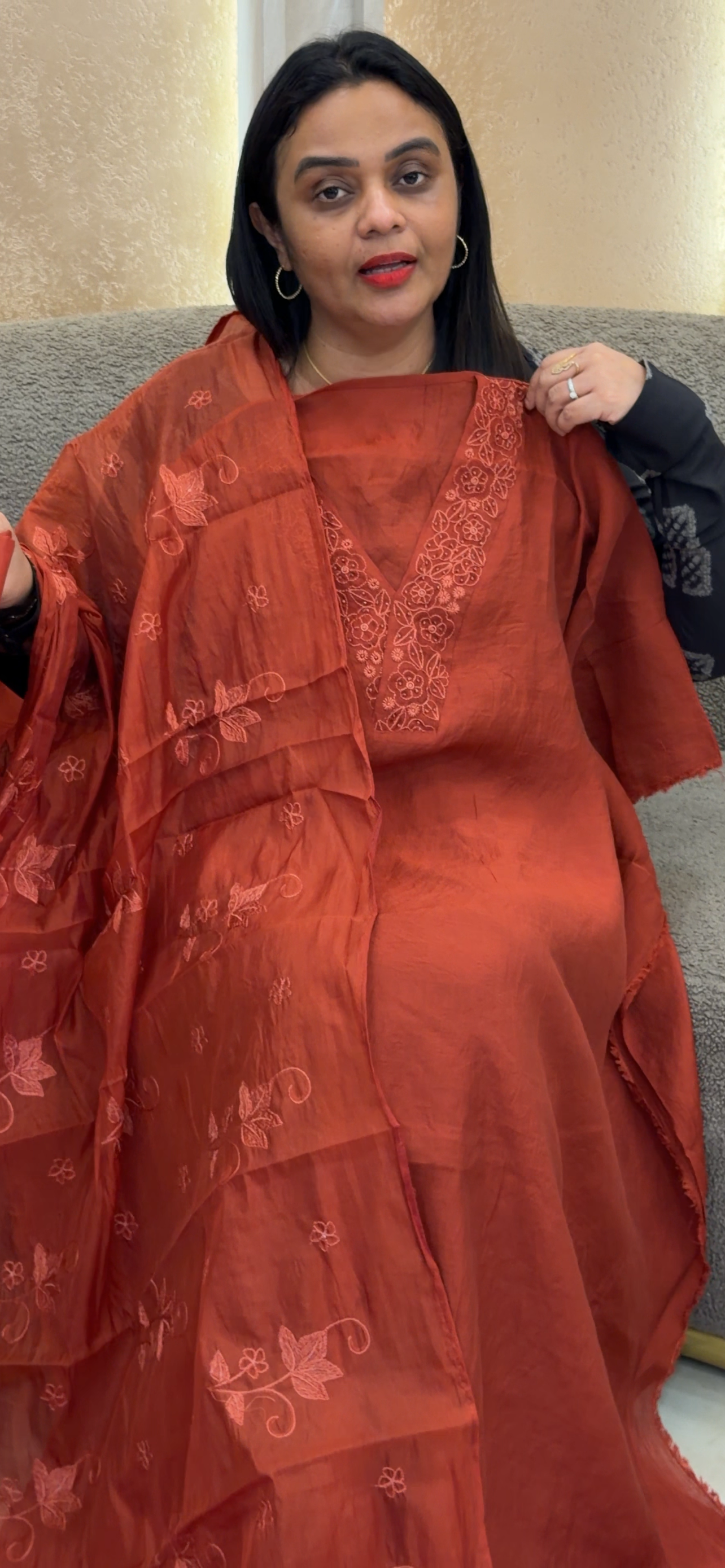HAND WORKED UNSTITCHED SALWAR SUITS - IHA 32896