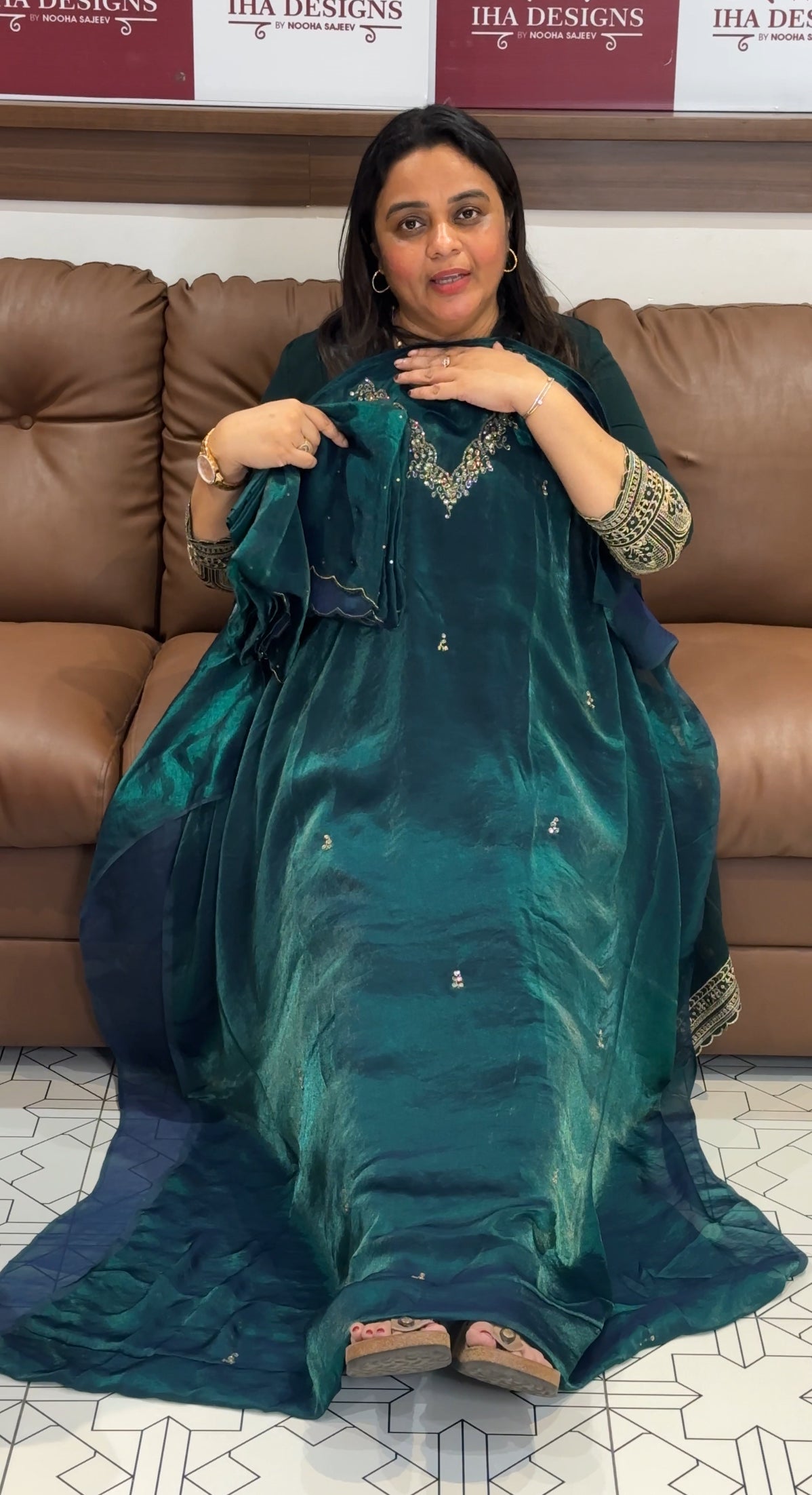 VELVET ORGANZA UNSTITCHED SALWAR SUITS - IHA 27607