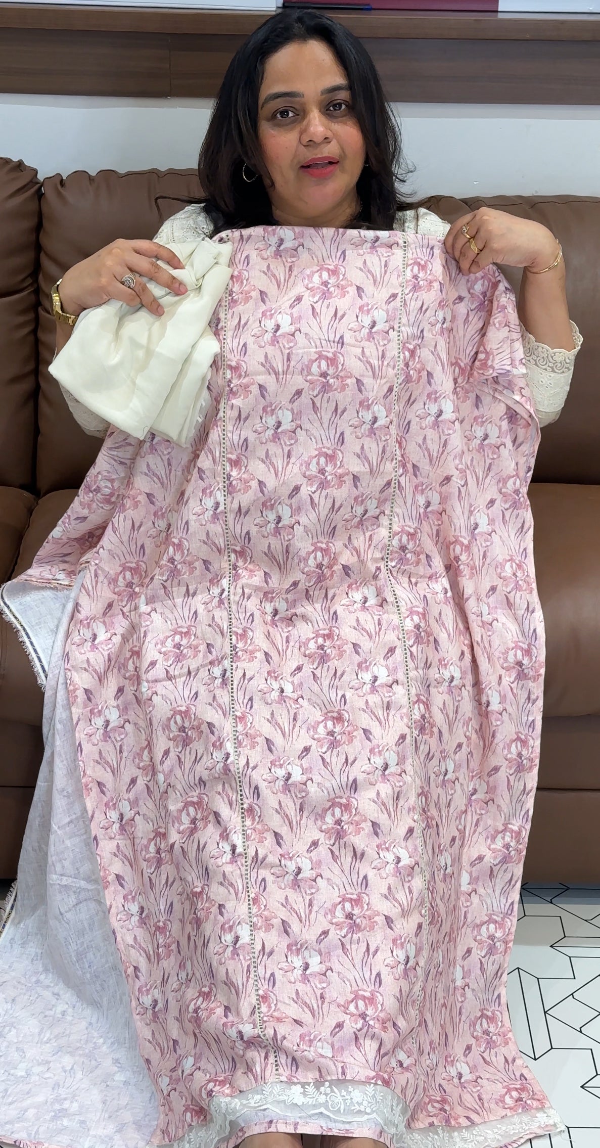 PRINTED LINEN UNSTITCHED SALWAR SUITS - IHA 27787