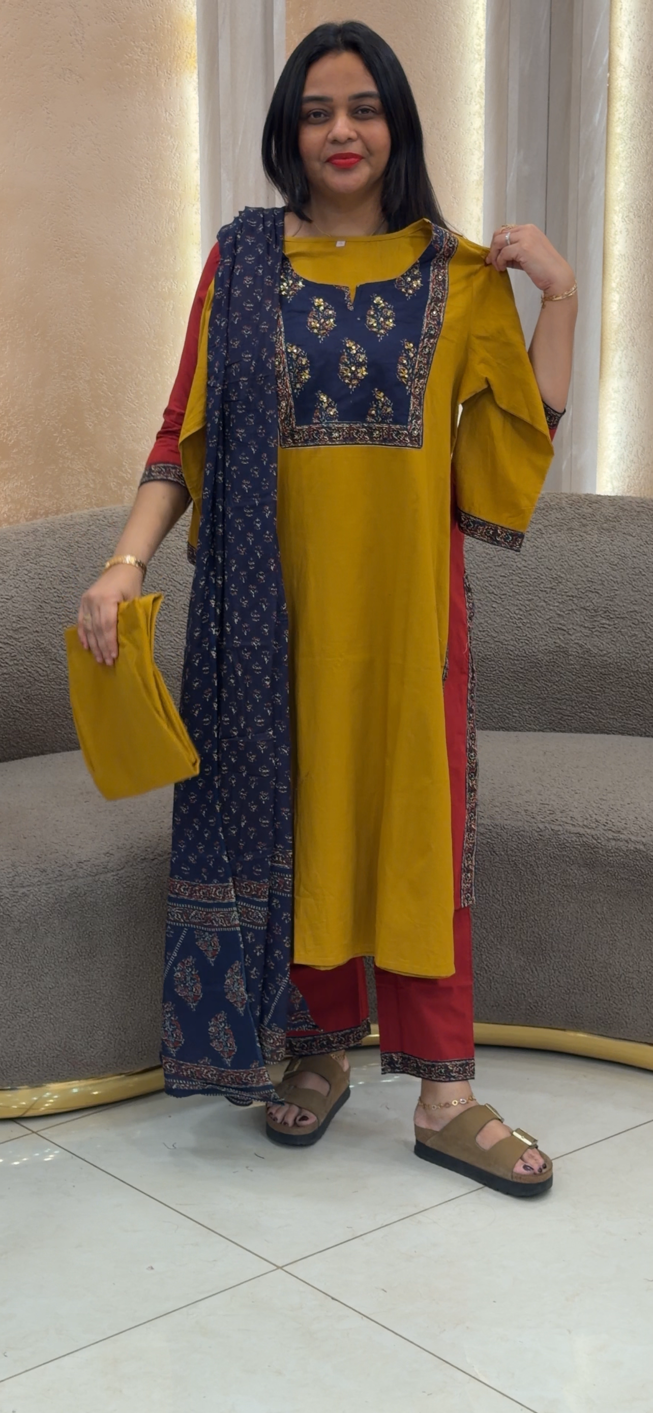 COTTON TOP, BOTTOM AND DUPATTA - IHA 32847