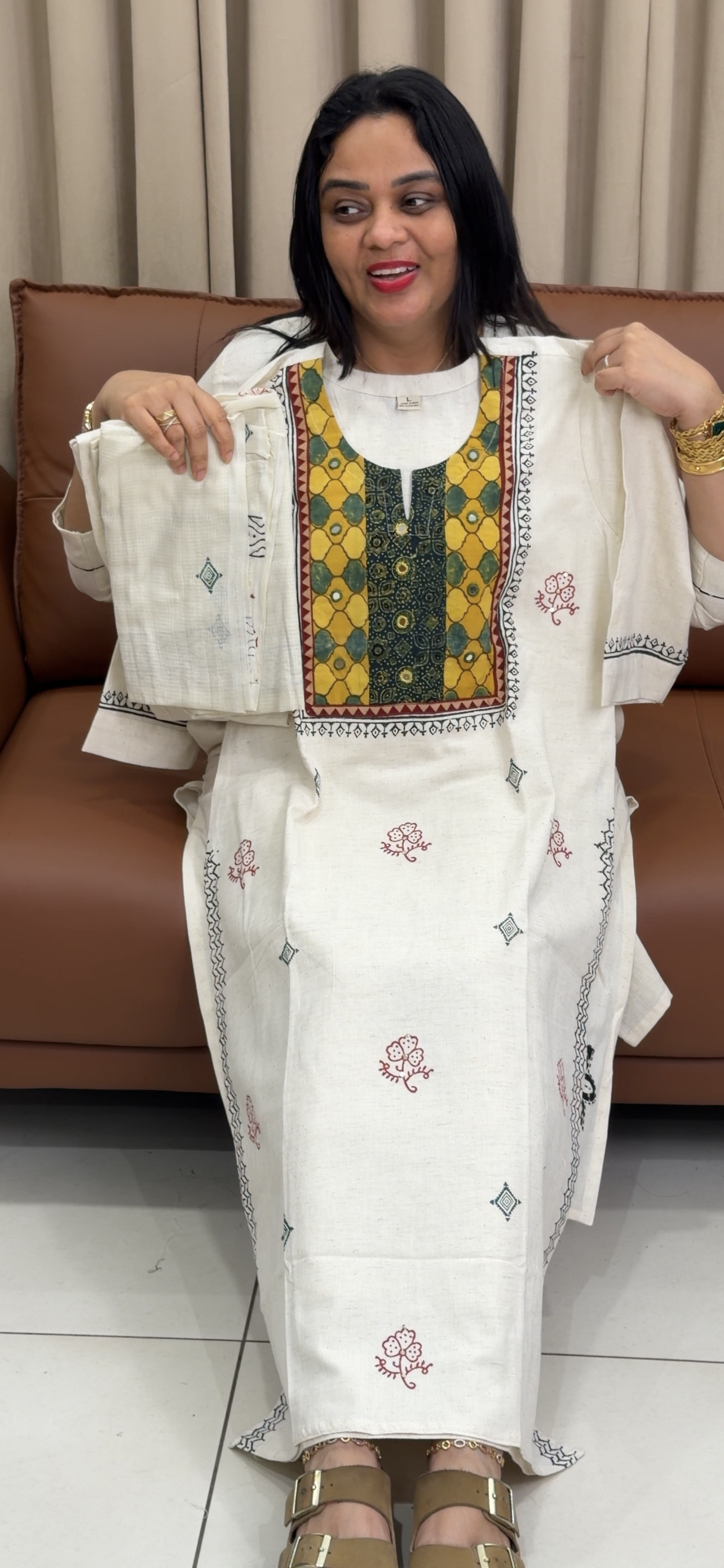SLUB COTTON TOP, BOTTOM AND DUPATTA - IHA 33750