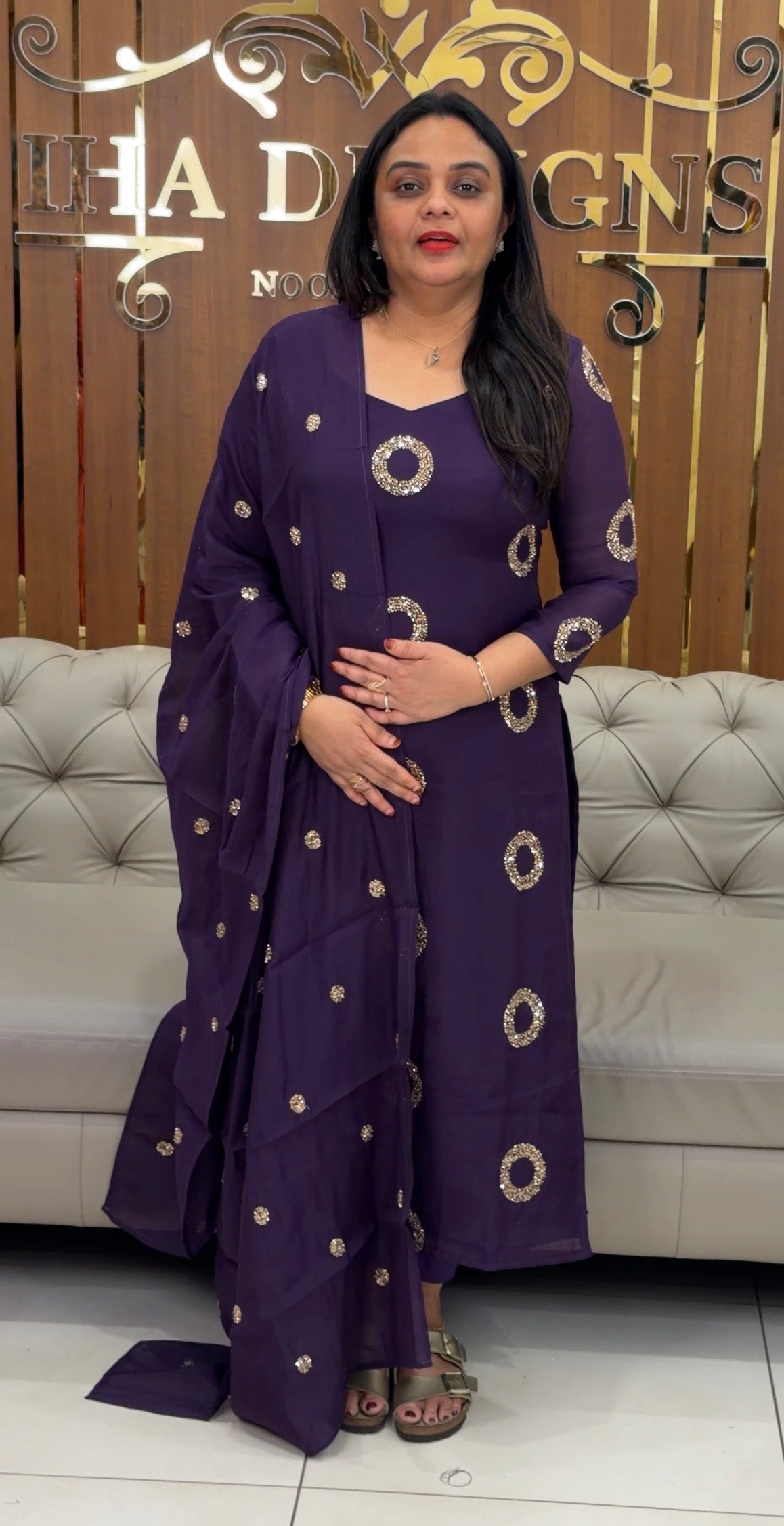 HAND WORKED UNSTITCHED SALWAR SUITS - IHA 33208