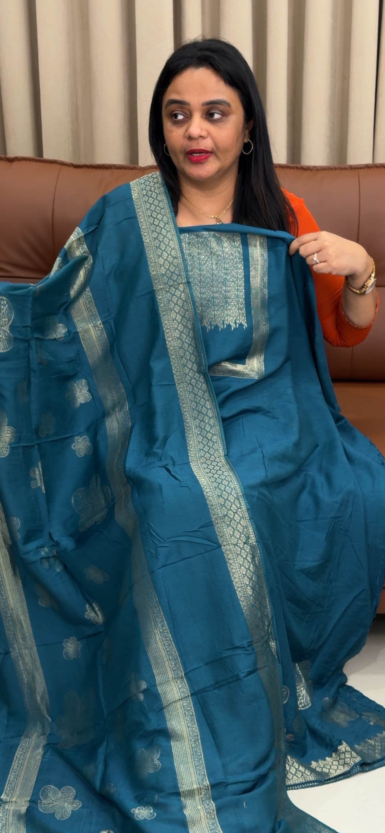 MUL CHANDERI UNSTITCHED SALWAR SUITS - IHA 34278