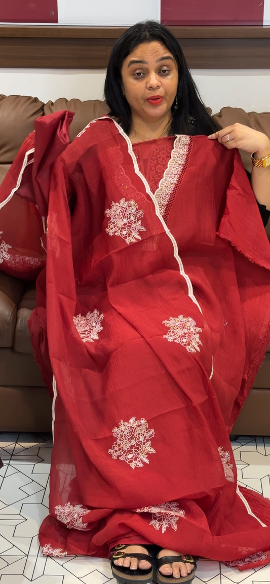 MUL CRUSHED UNSTITCHED SALWAR SUITS - IHA 35594