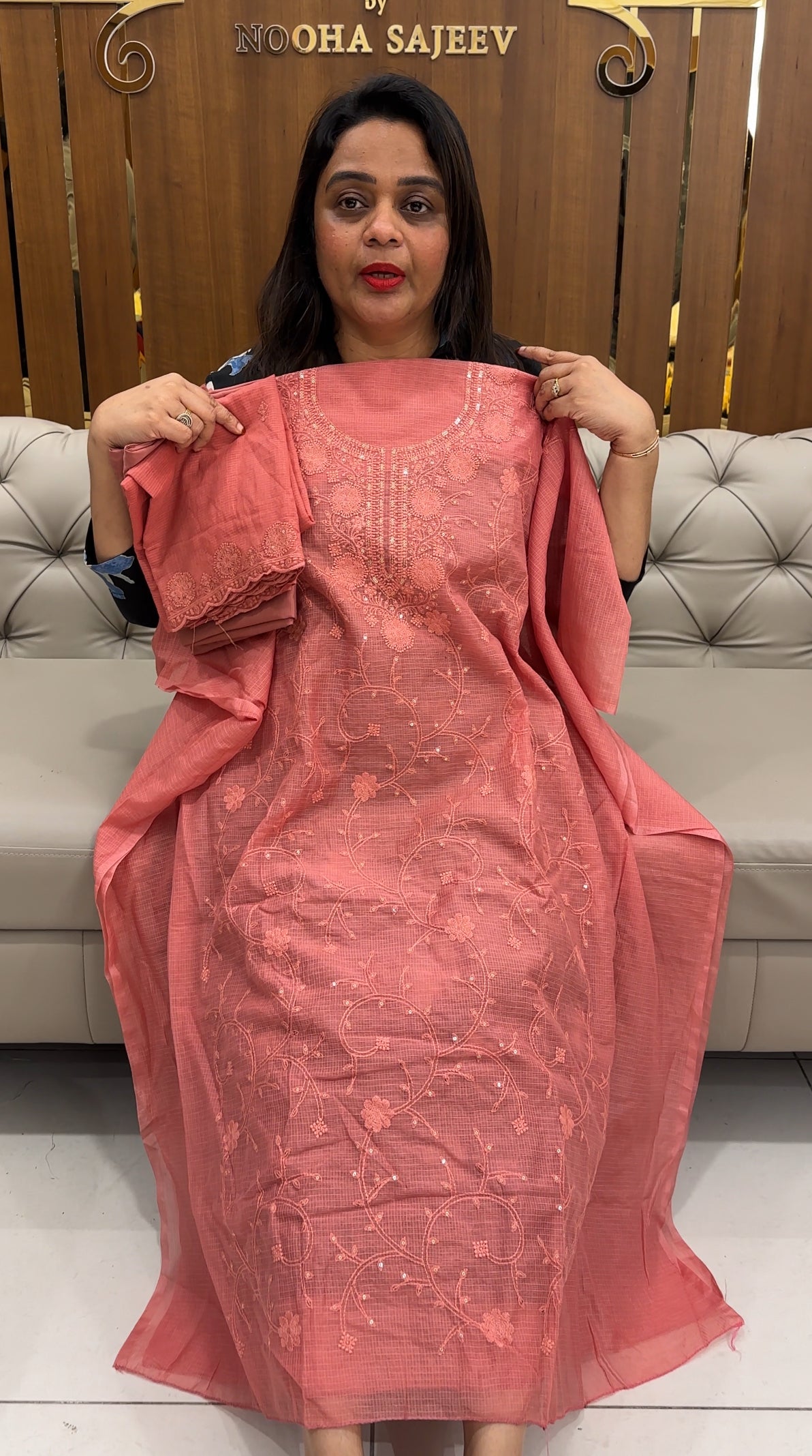 LUCKNOWI CHIKANKARI UNSTITCHED SALWAR SUITS - IHA 25358