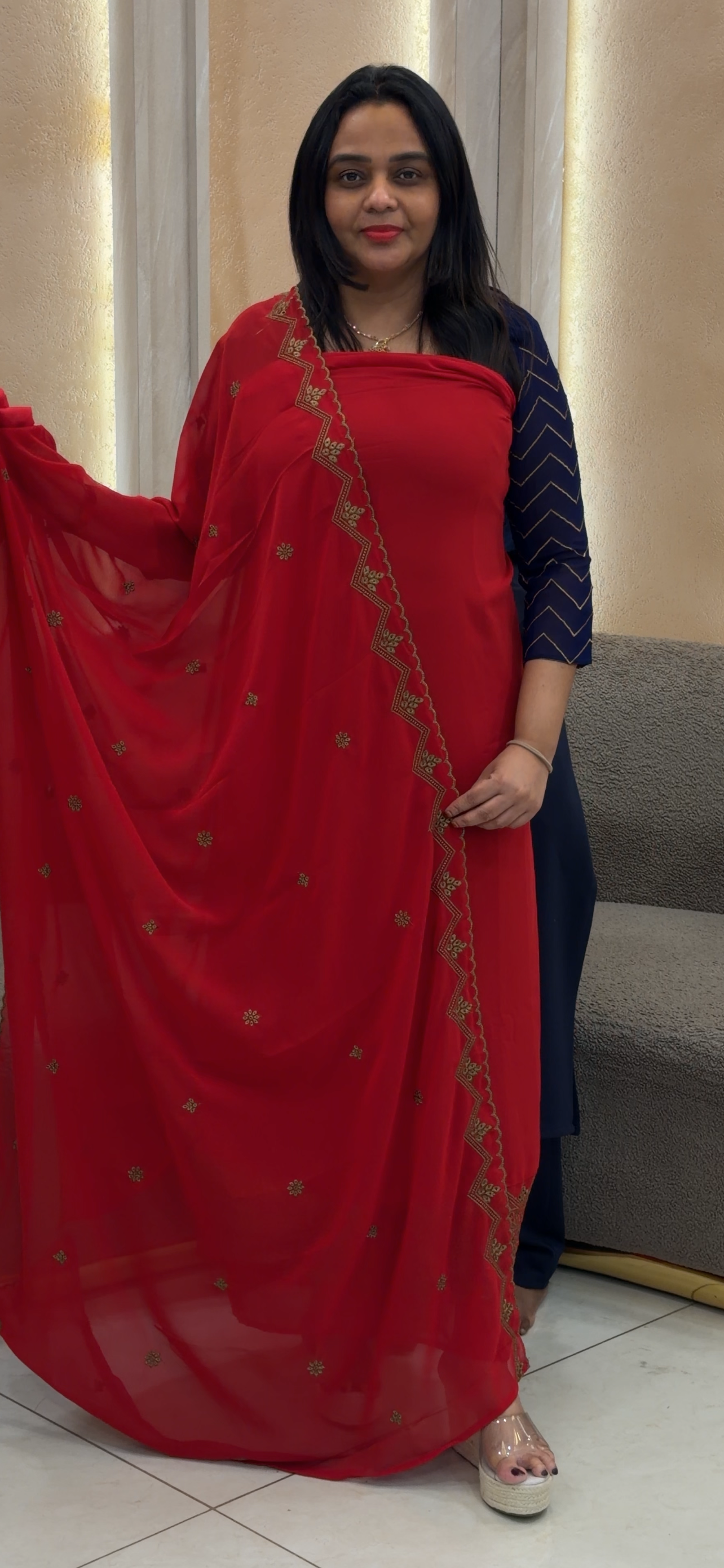 FAUX GEORGETTE UNSTITCHED SALWRA SUITS - IHA 32821