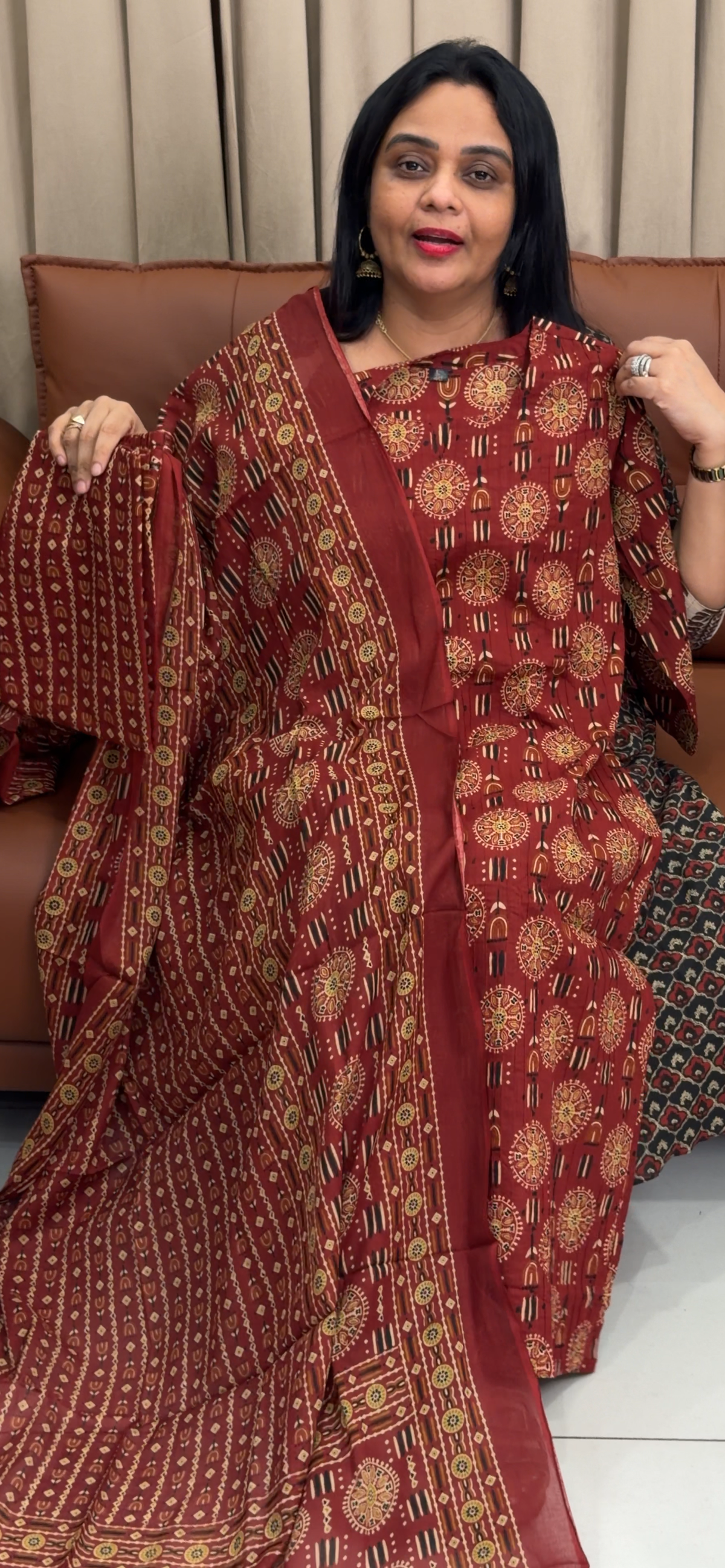 PRINTED COTTON TOP, BOTTOM AND DUPATTA - IHA 35743