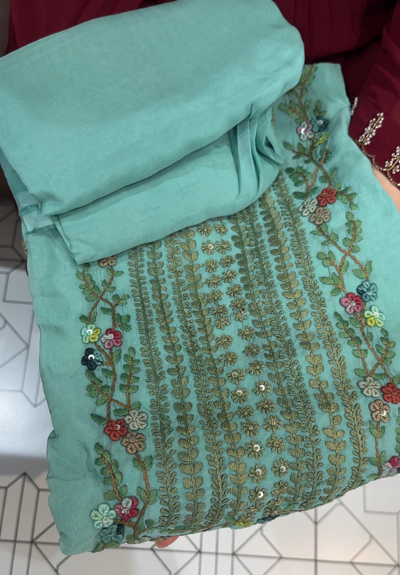 VISCOSE ORGANZA UNSTITCHED SALWAR SUITS - IHA 28069