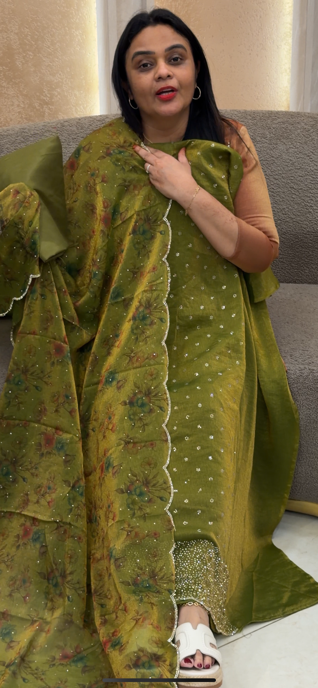 SHIMMER TISSUE UNSTITCHED SALWAR SUITS - IHA 33200
