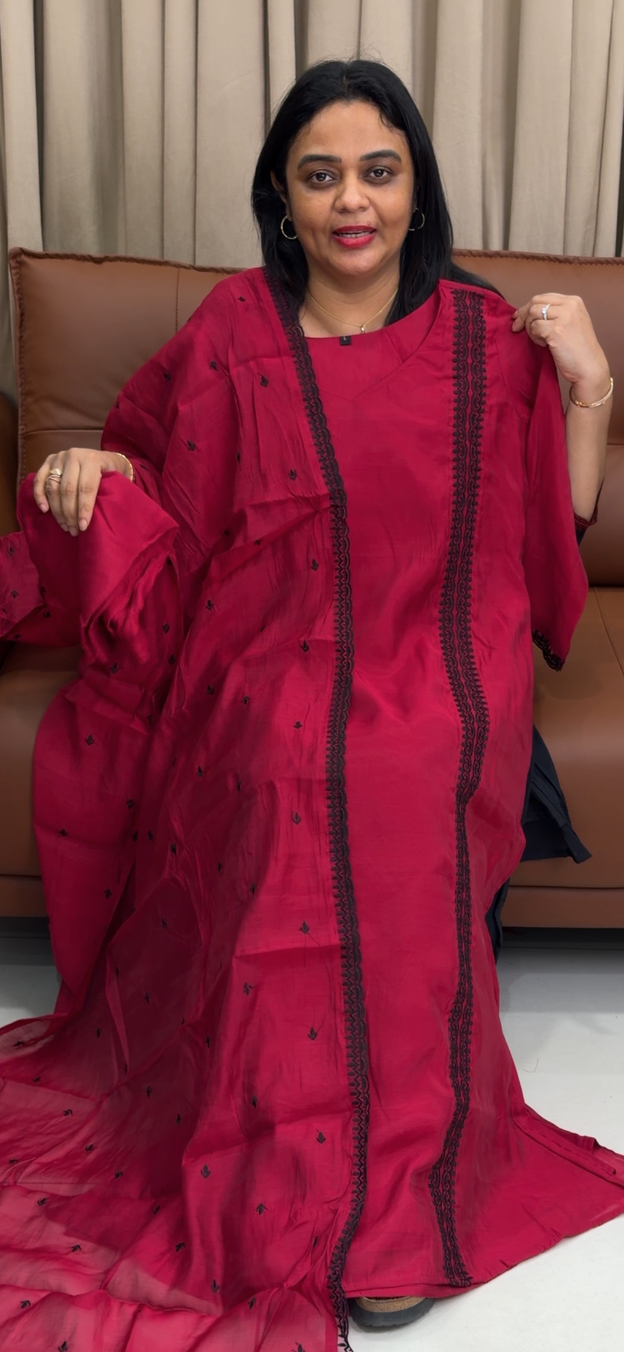 MUL CHANDERI TOP, BOTTOM AND DUPATTA - IHA 33787