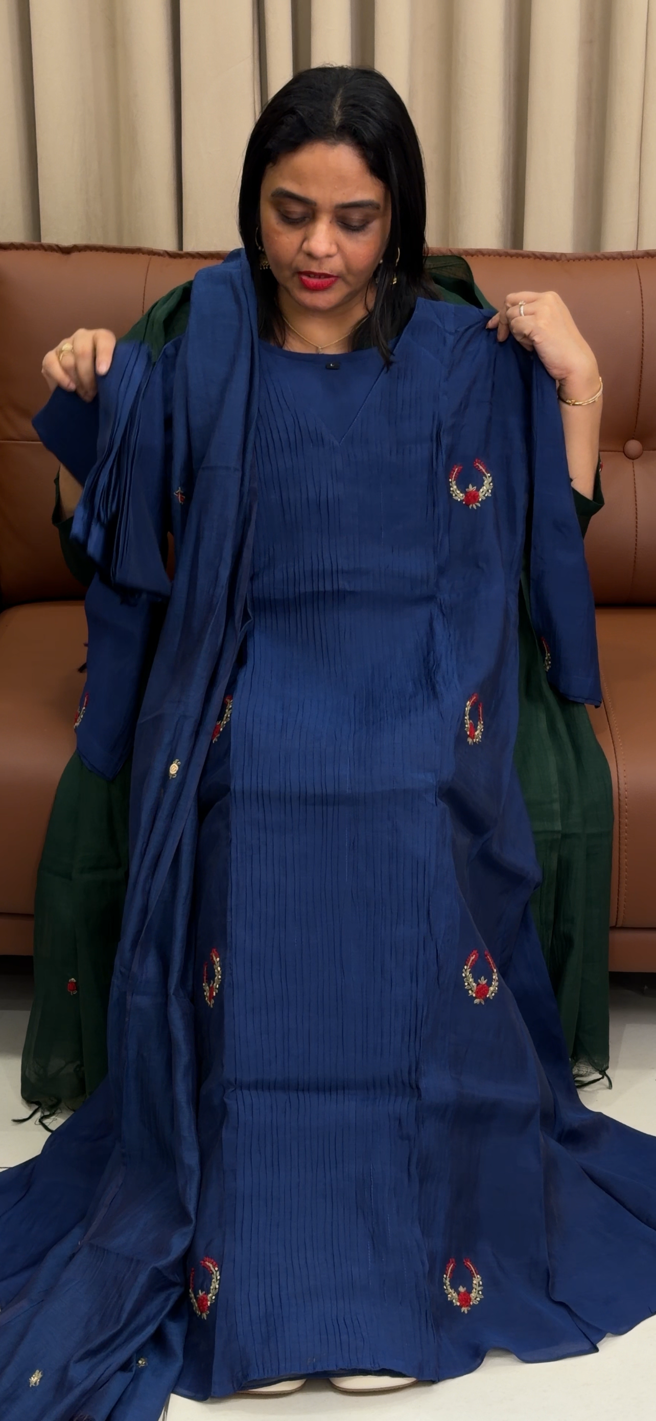 MALAI CHANDERI TOP, BOTTOM AND DUPATTA - IHA 34014
