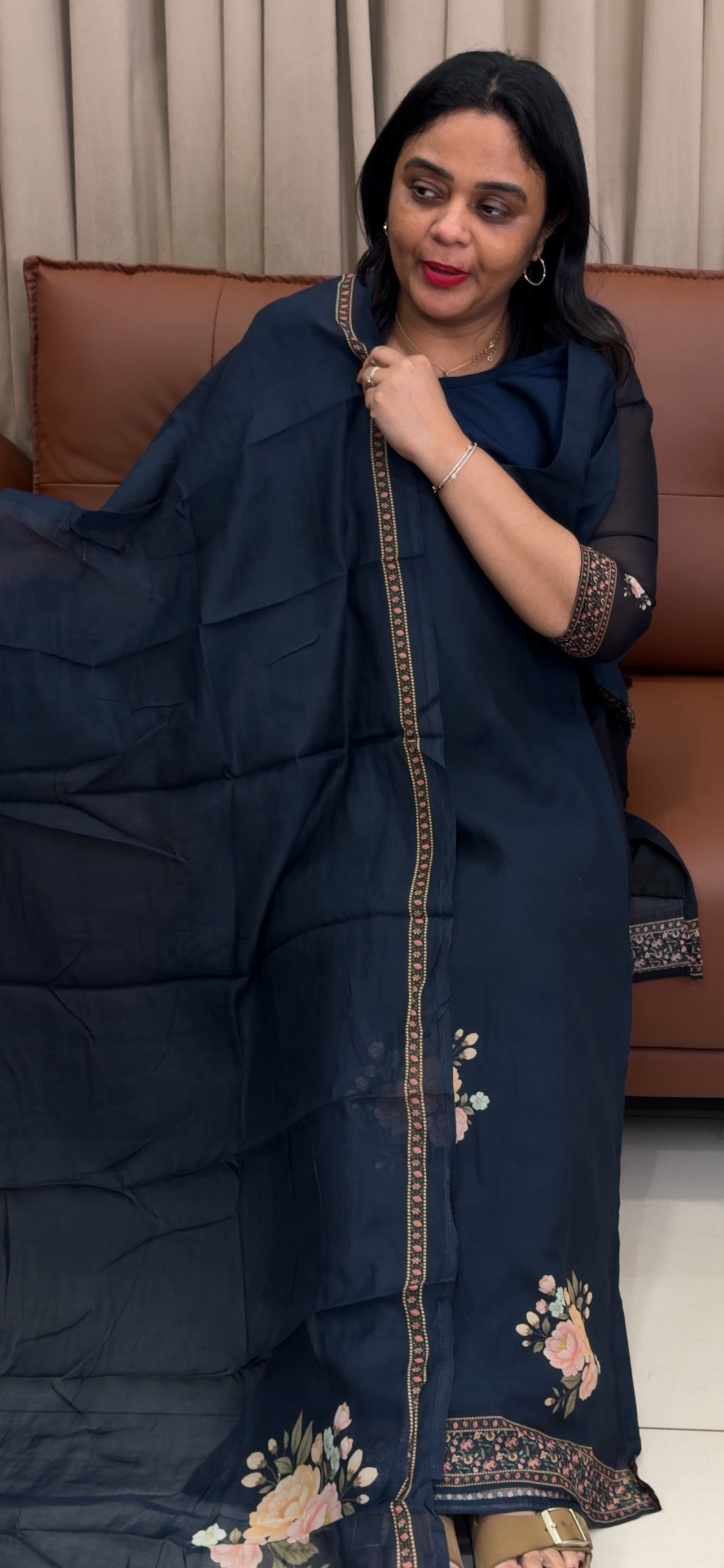 IHA'S IN-HOUSE MUL CHANDERI TOP, BOTTOM AND DUPATTA - IHA 33779