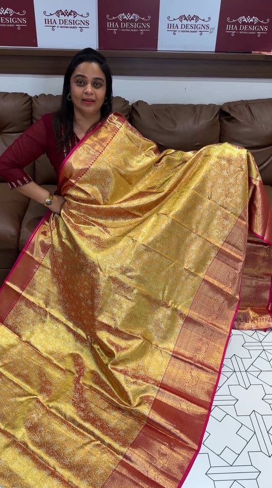 DESIGNER TISSUE KANCHIPURAM SILK SAREES - IHA 28038