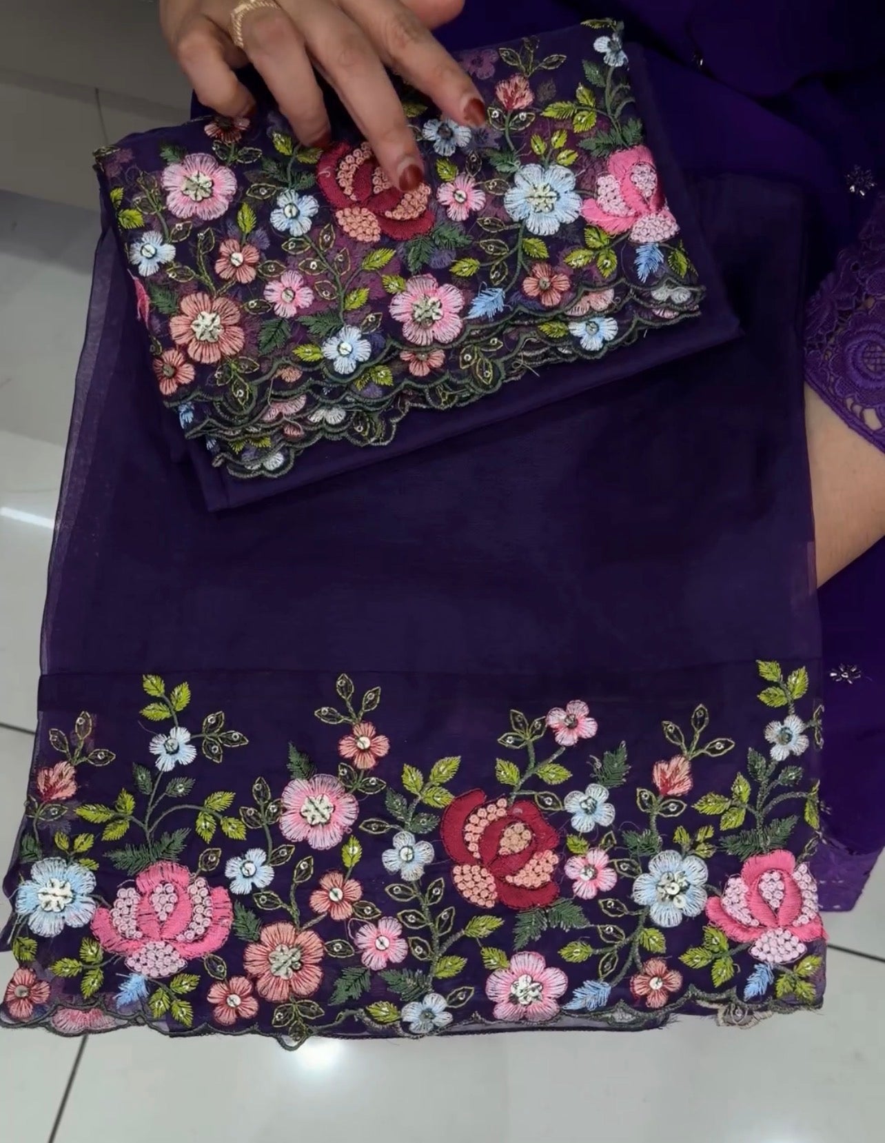 NYLON ORGANZA UNSTITCHED SALWAR SUITS - IHA 33899