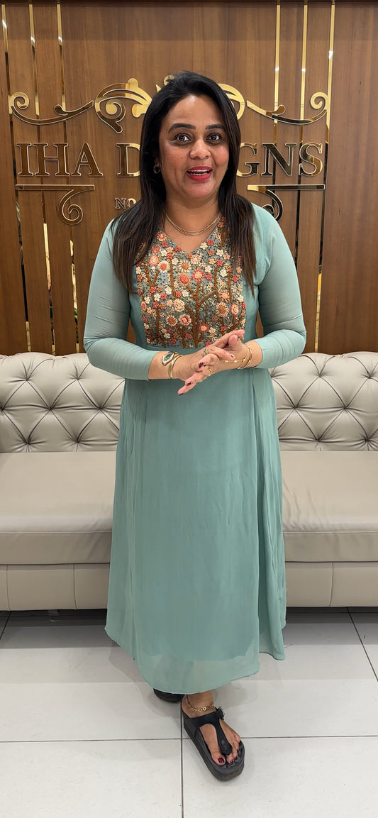 HAND WORKED GEORGETTE ALINE TOPS - IHA 25774