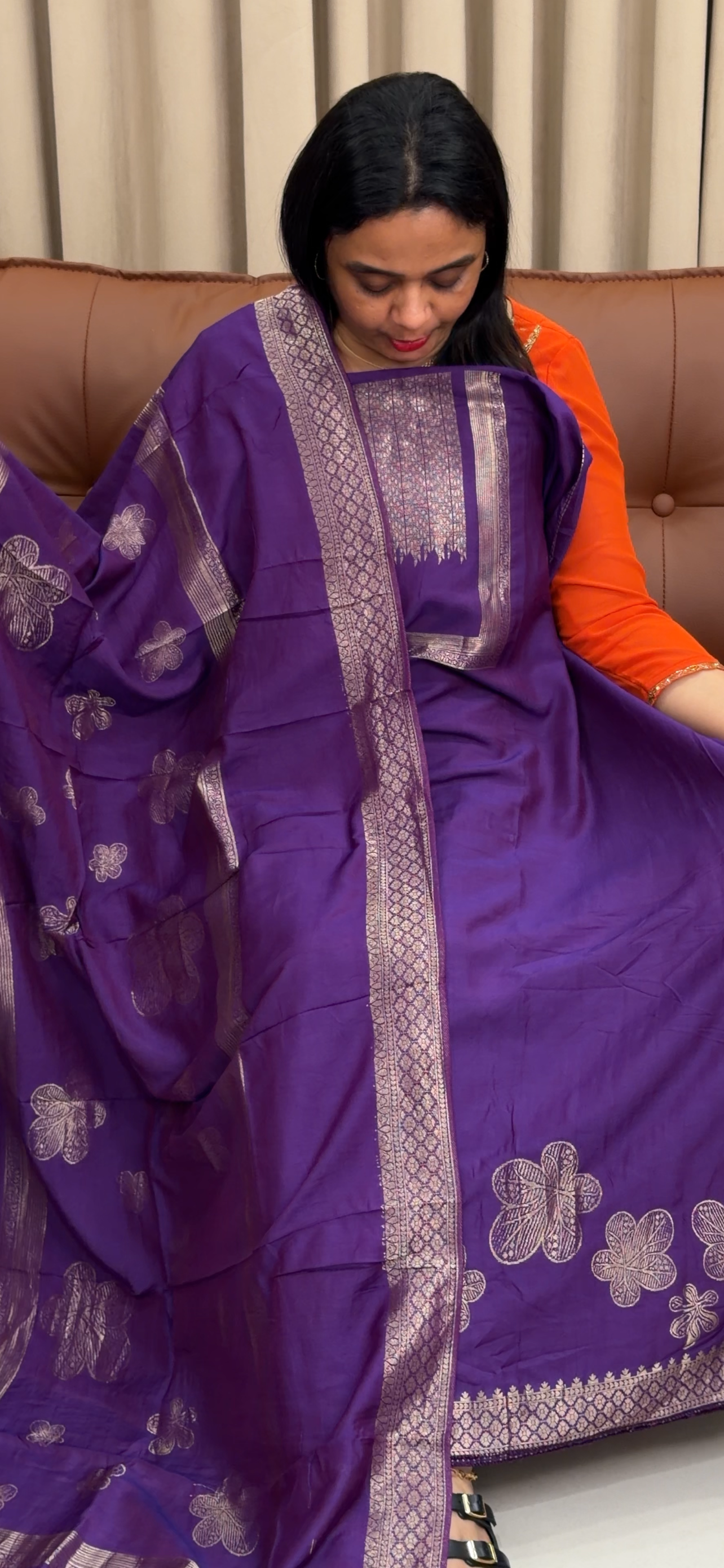 MUL CHANDERI UNSTITCHED SALWAR SUITS - IHA 34278