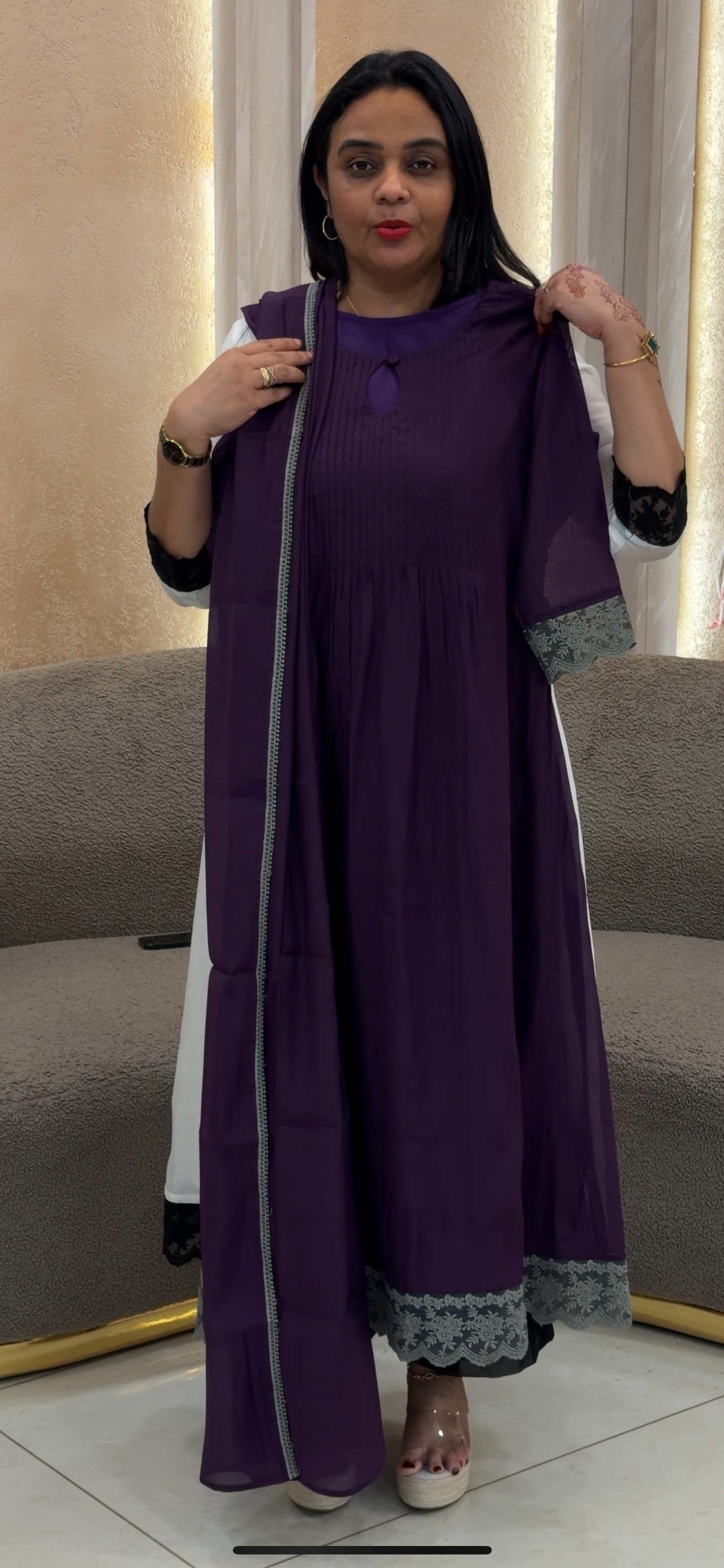 IHA'S IN-HOUSE MUL CHANDERI ALIEN TOP AND DUPATTA -  IHA 33023