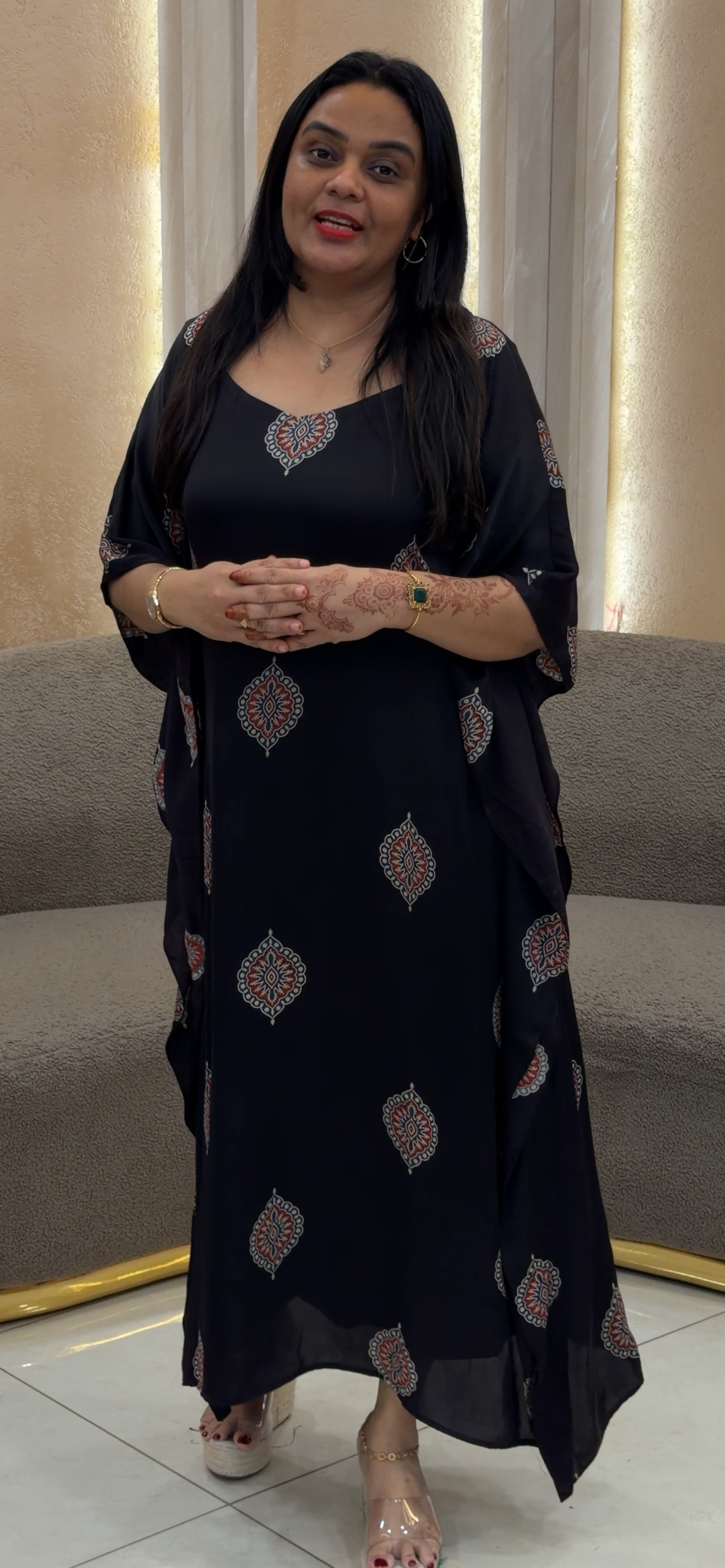 IHA'S IN- HOUSE MODAL SILK KAFTAN - IHA 33085