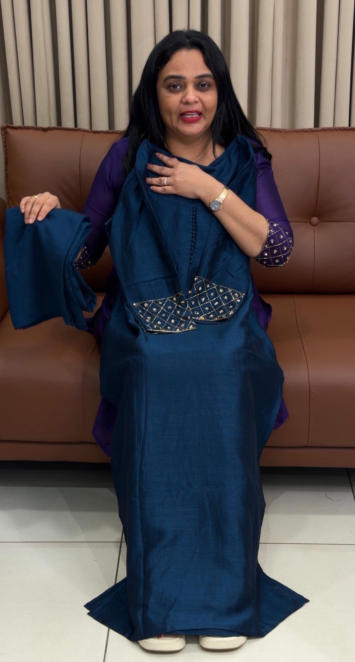 IHA'S IN-HOUSE SEMI RAW SILK ALINE TOP AND DUPATTA - IHA 34452