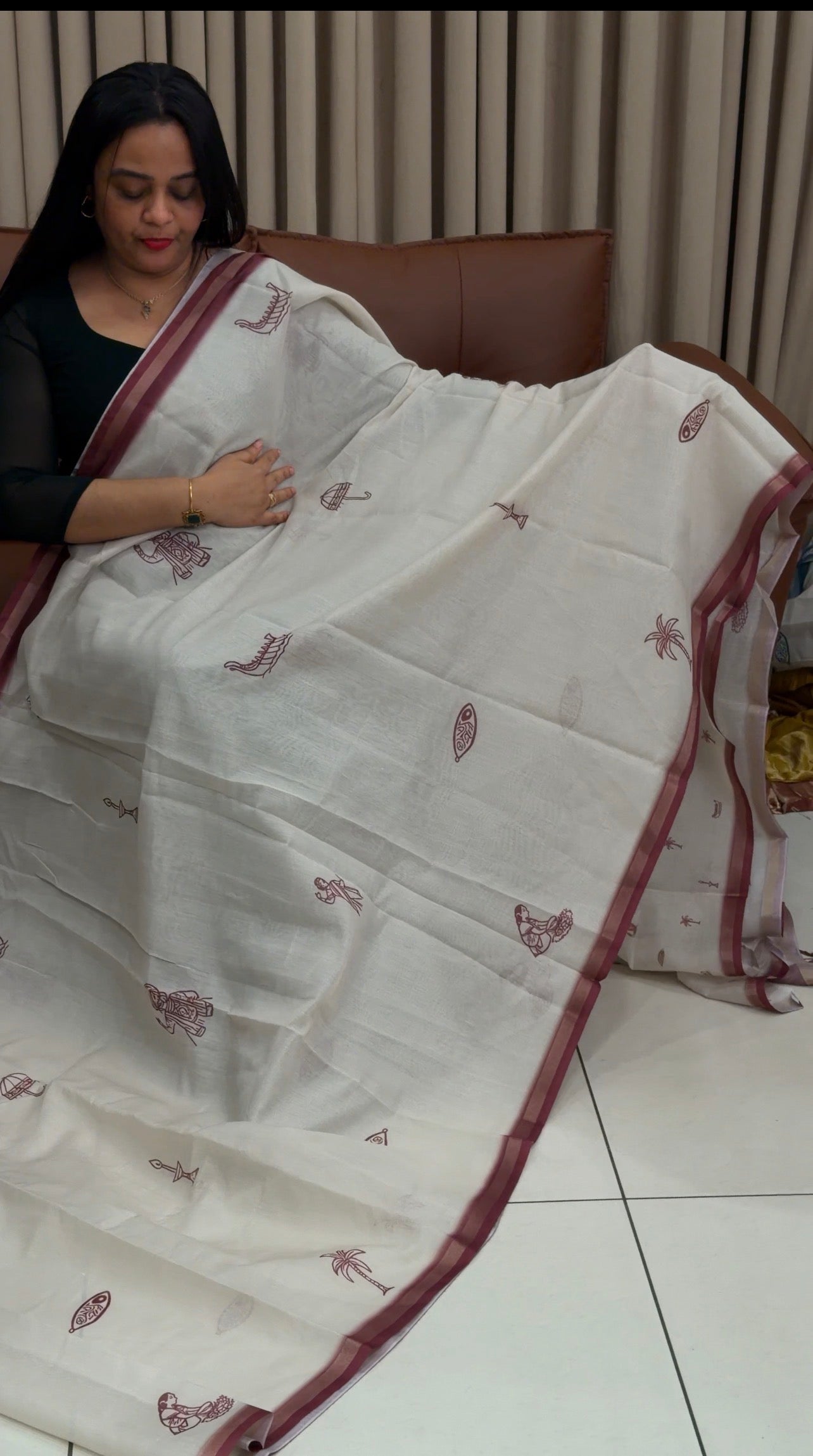 MUL CHANDERI SAREES - IHA 34689