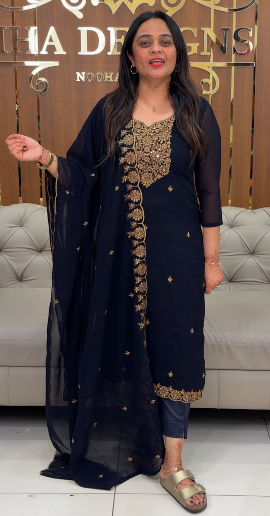 FAUX GEORGETTE UNSTITCHED SALWAR SUITS - IHA 31528