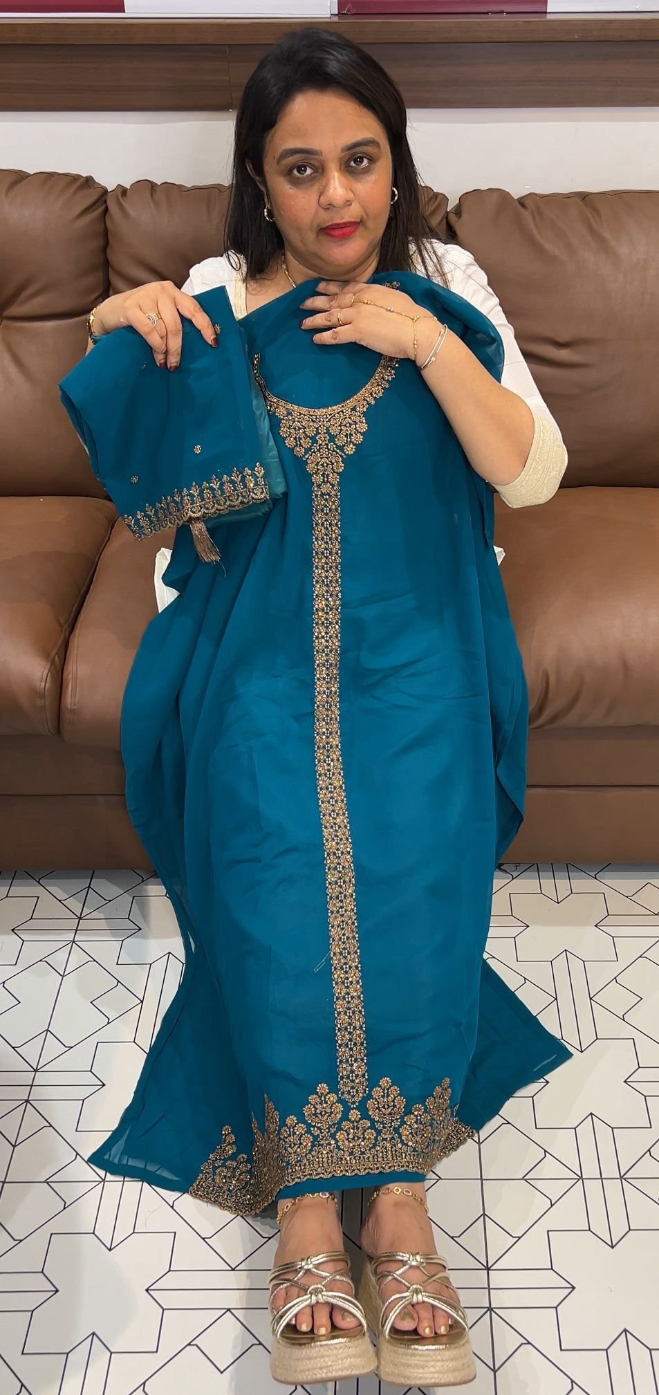 FAUX GEORGETTE UNSTITCHED SALWAR SUITS  - IHA 24277