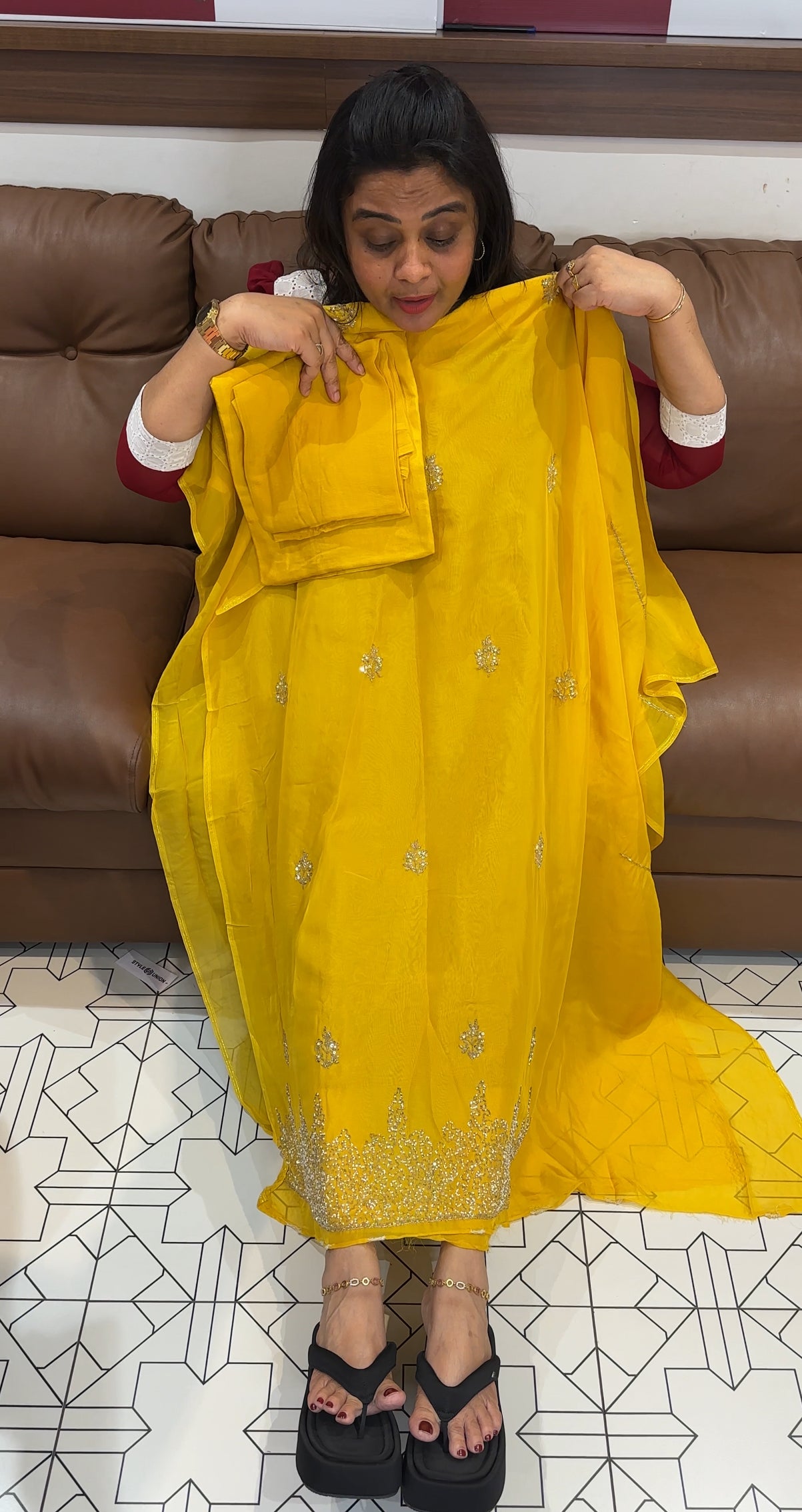 HAND WORKED UNSTITCHED SALWAR SUITS - IHA 27864