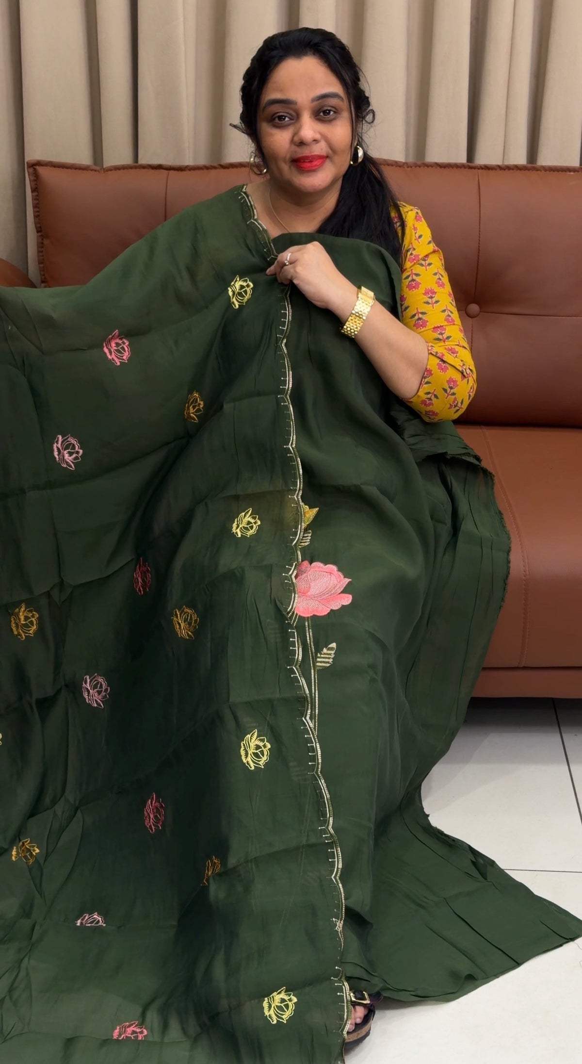 MUL CHANDERI UNSTITCHED SALWAR SUITS - IHA 35428