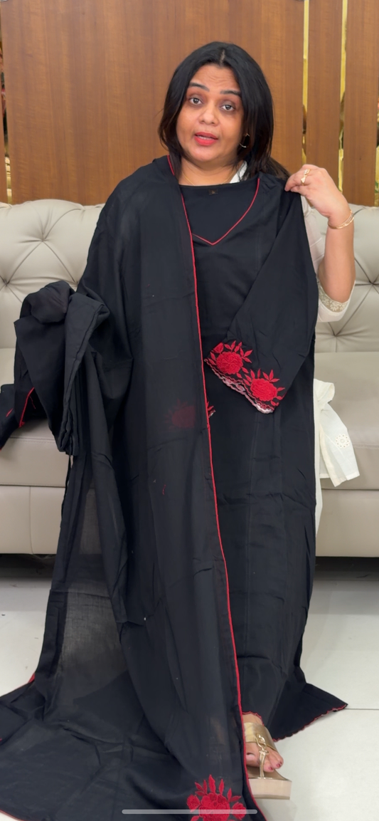 CRUSHED COTTON TOP, BOTTOM AND DUPATTA - IHA 29019