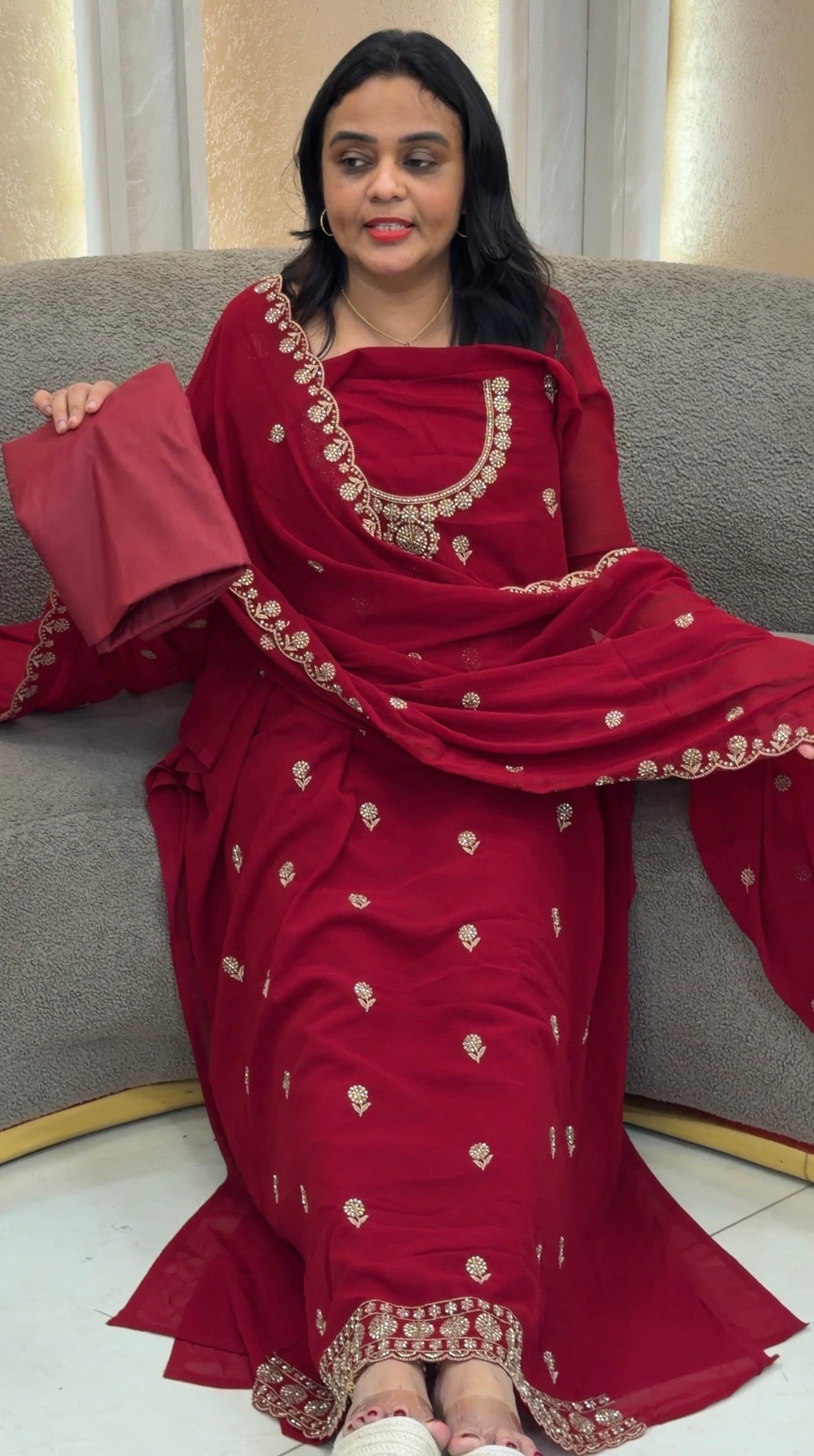 HANDWORKED UNSTITCHED SALWAR SUITS - IHA 32919