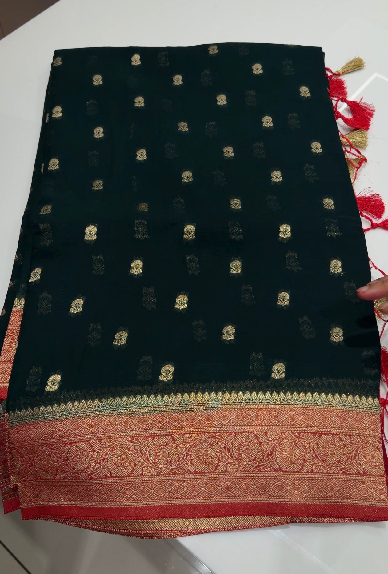 GEORGETTE BANARASI SAREES - IHA 34006